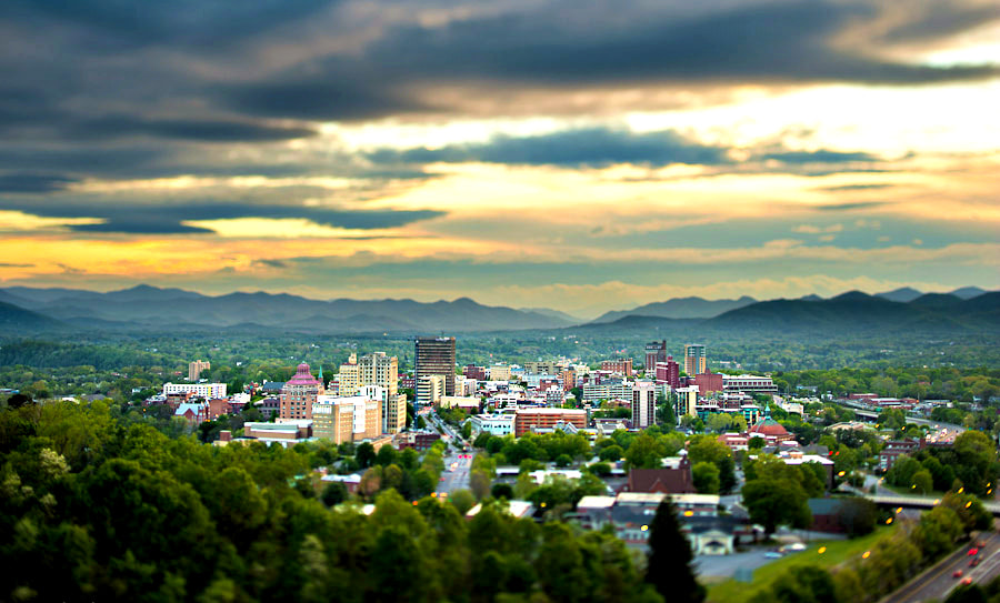 Nikon D4 + Nikon PC-E Nikkor 45mm F2.8D ED Tilt-Shift sample photo. City of asheville cityscape photography