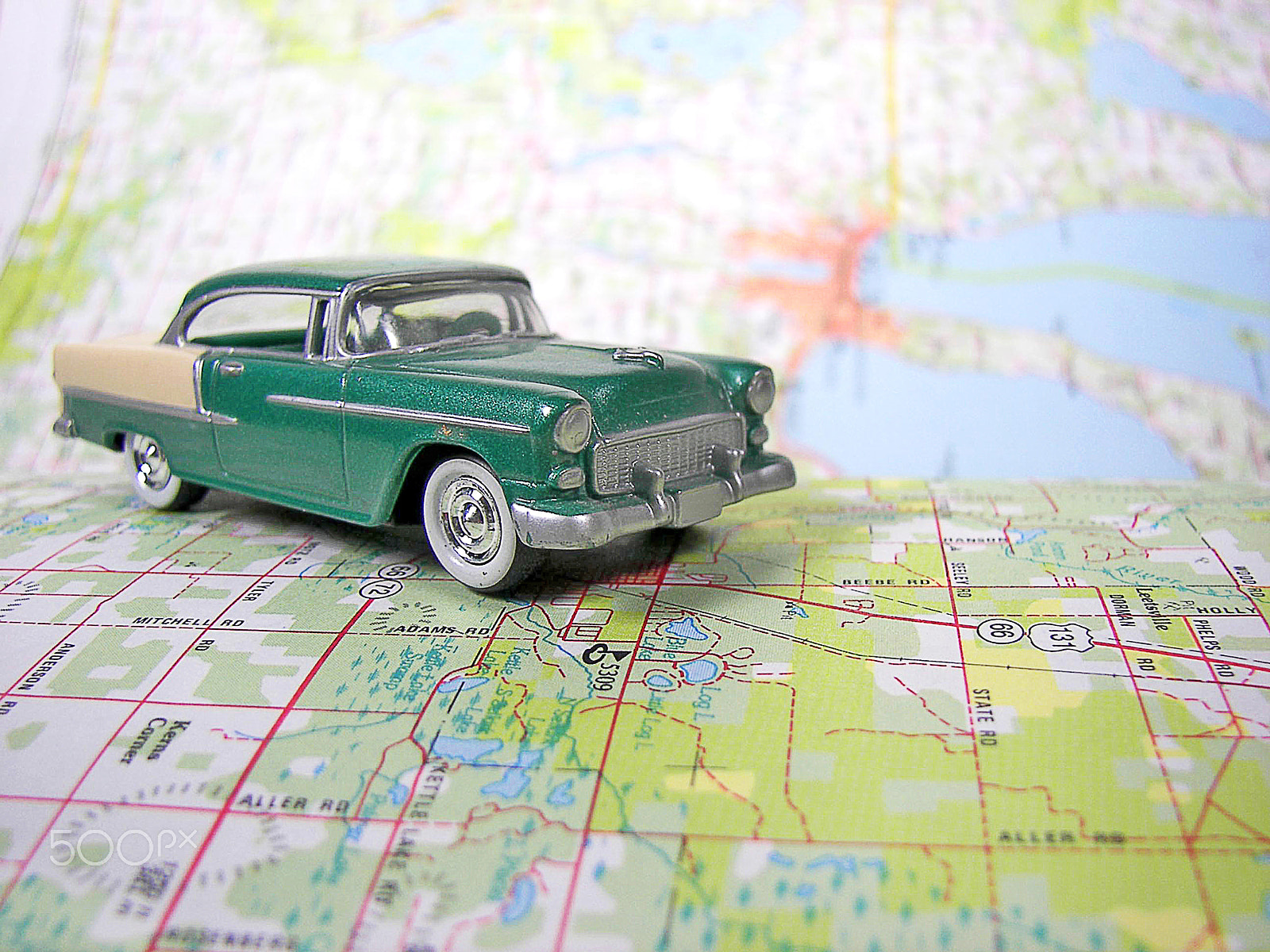 Kodak P850 ZOOM DIGITAL CAMERA sample photo. Vintage toy car on map photography