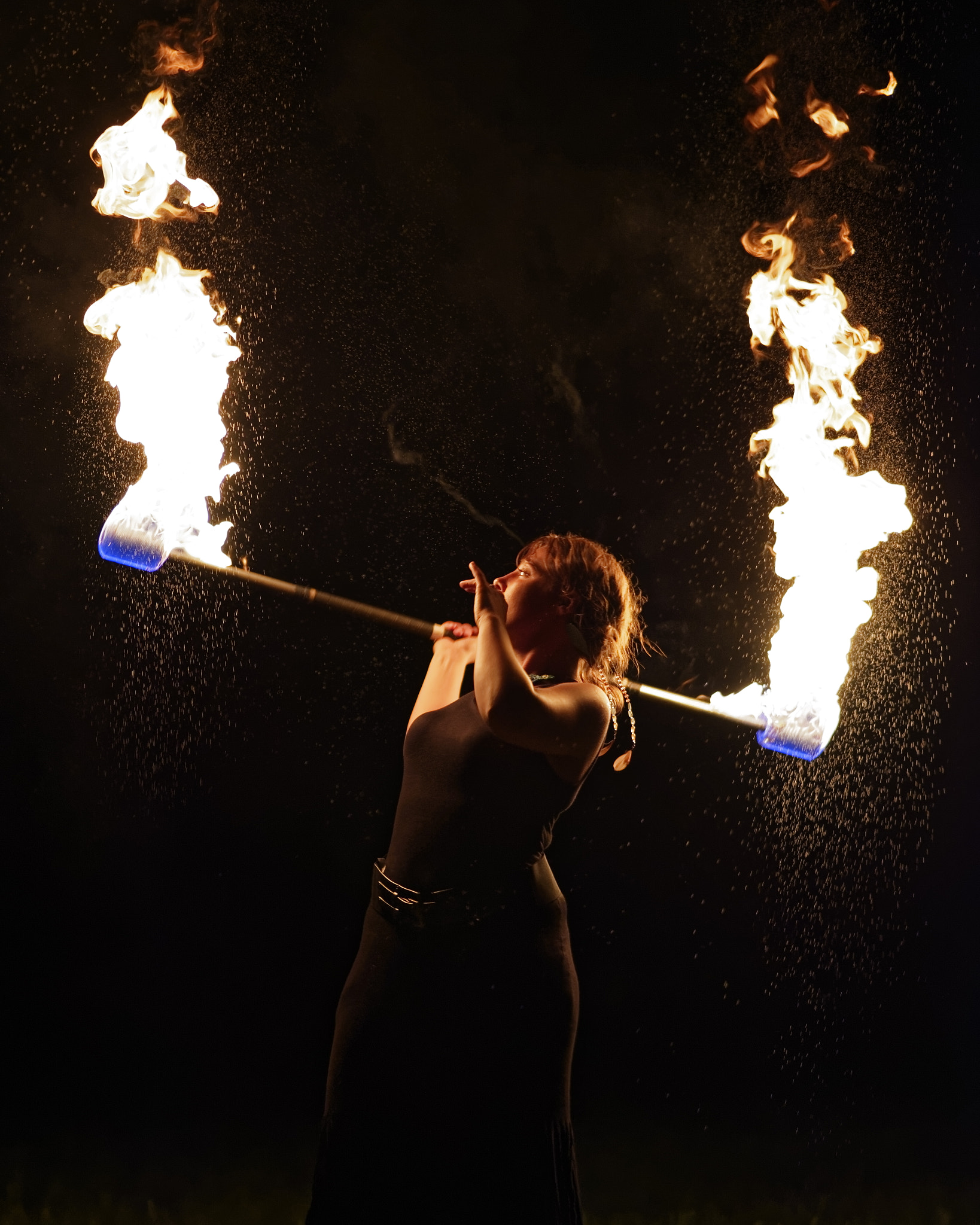 Nikon D610 + AF Nikkor 180mm f/2.8 IF-ED sample photo. Fire dancer photography