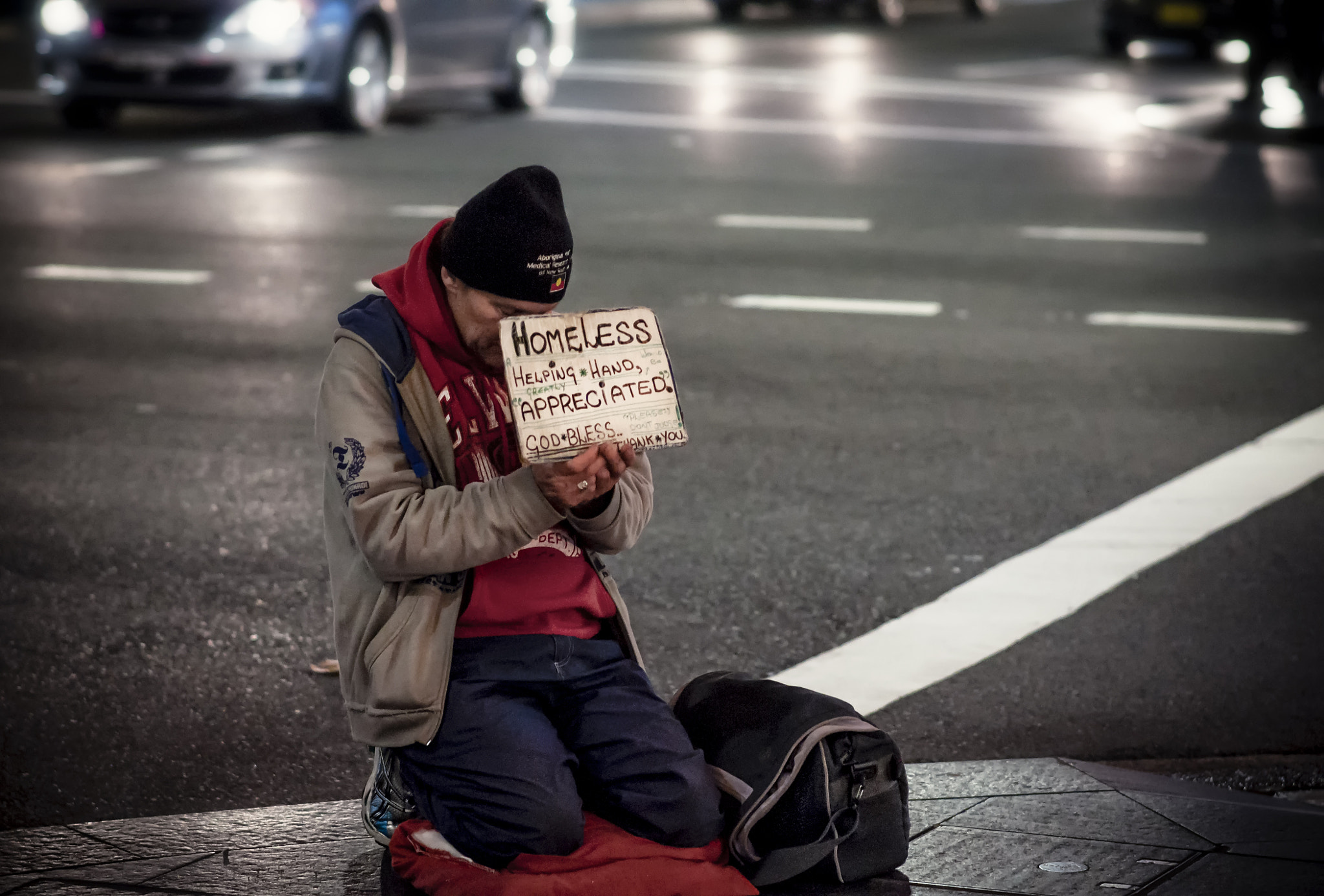 Nikon D90 + Sigma 85mm F1.4 EX DG HSM sample photo. Homeless photography