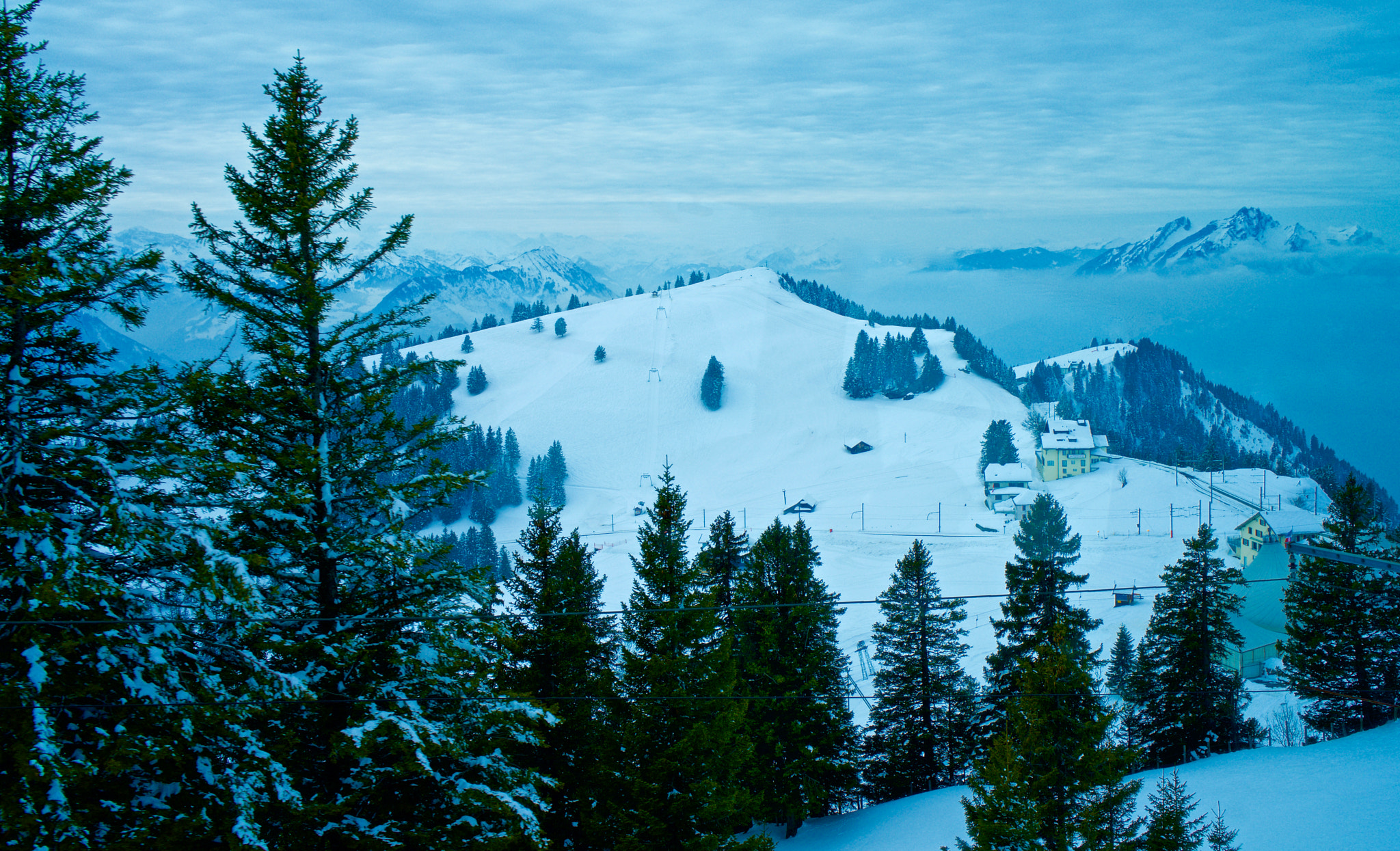 Sony a7R + Sony Distagon T* FE 35mm F1.4 ZA sample photo. View from the summit of mount rigi swiss alps photography