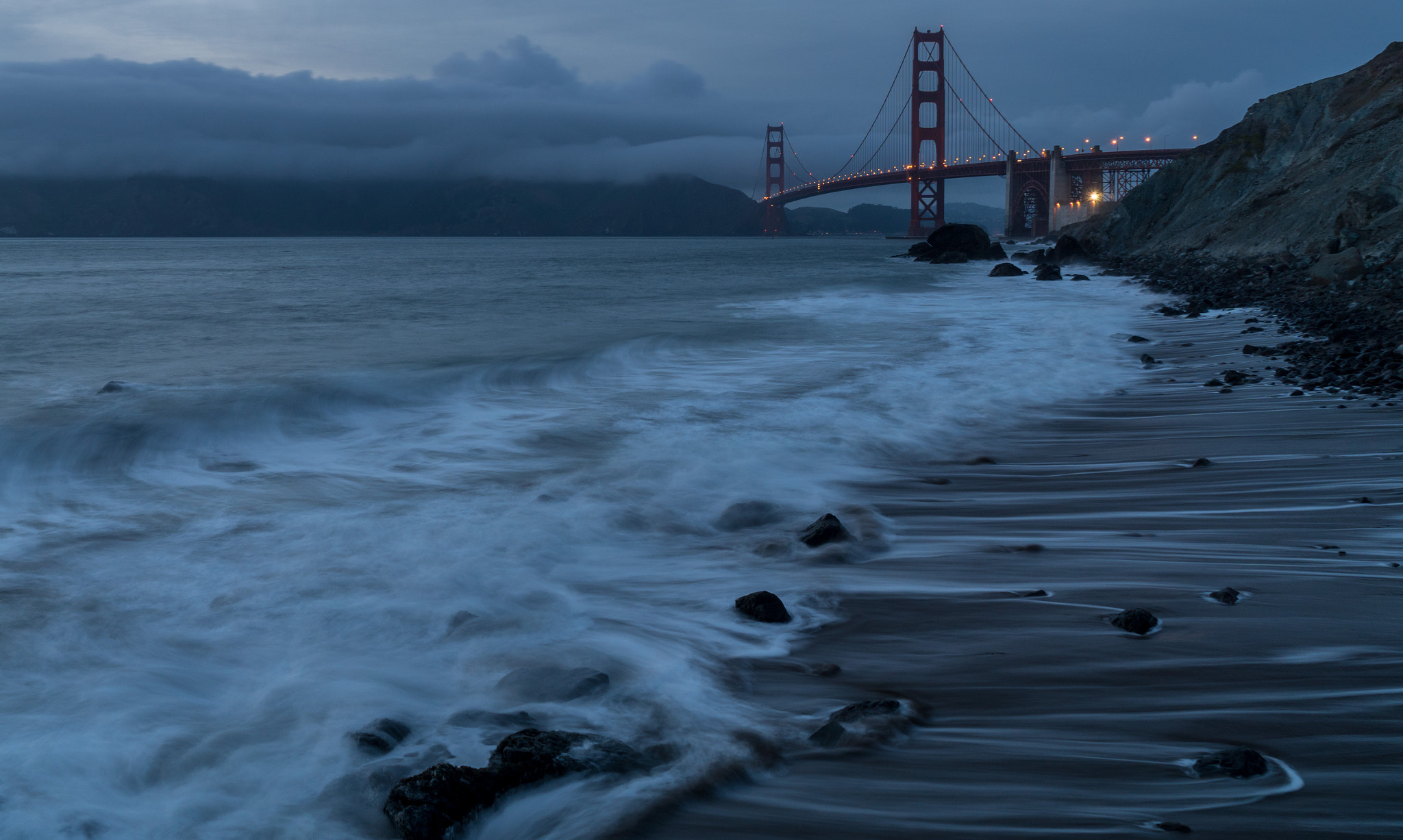 Sony ILCA-77M2 + Sony DT 18-200mm F3.5-6.3 sample photo. Blue hour at marshall's beach photography