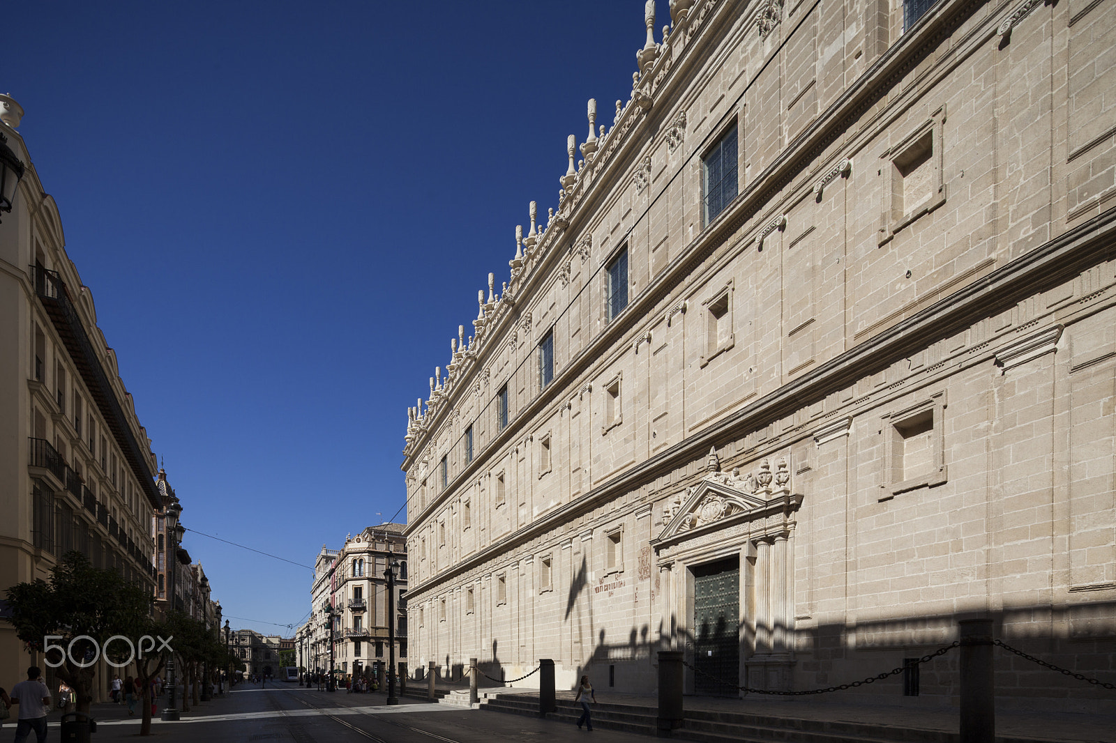 Canon TS-E 17mm F4L Tilt-Shift sample photo. Avenida de la constitucion street, with the facade of sagrario church on the right side, seville,... photography
