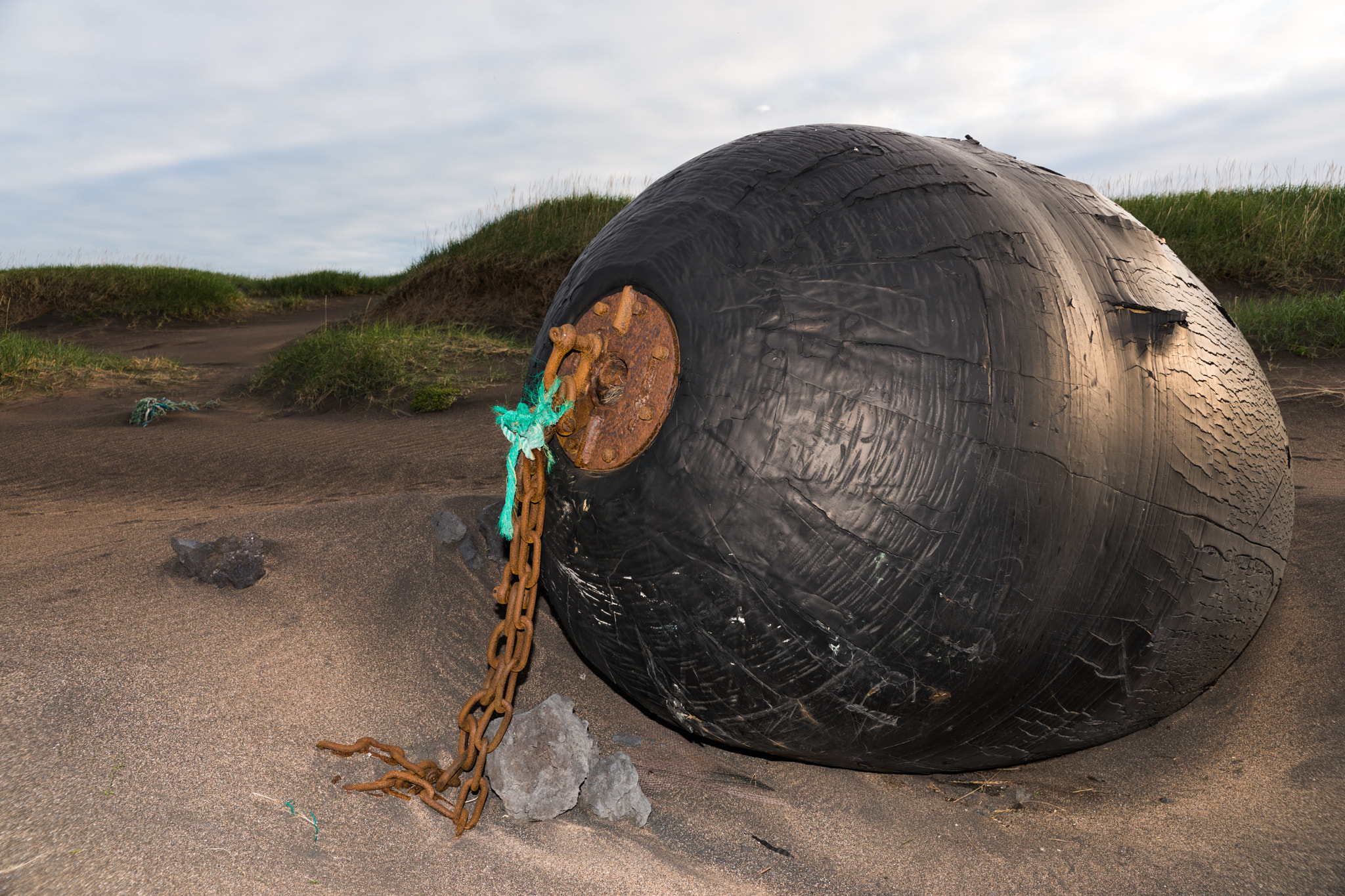 Sony a99 II + Sony Vario-Sonnar T* 24-70mm F2.8 ZA SSM II sample photo. Stranded yokohama fender on a beach in iceland photography