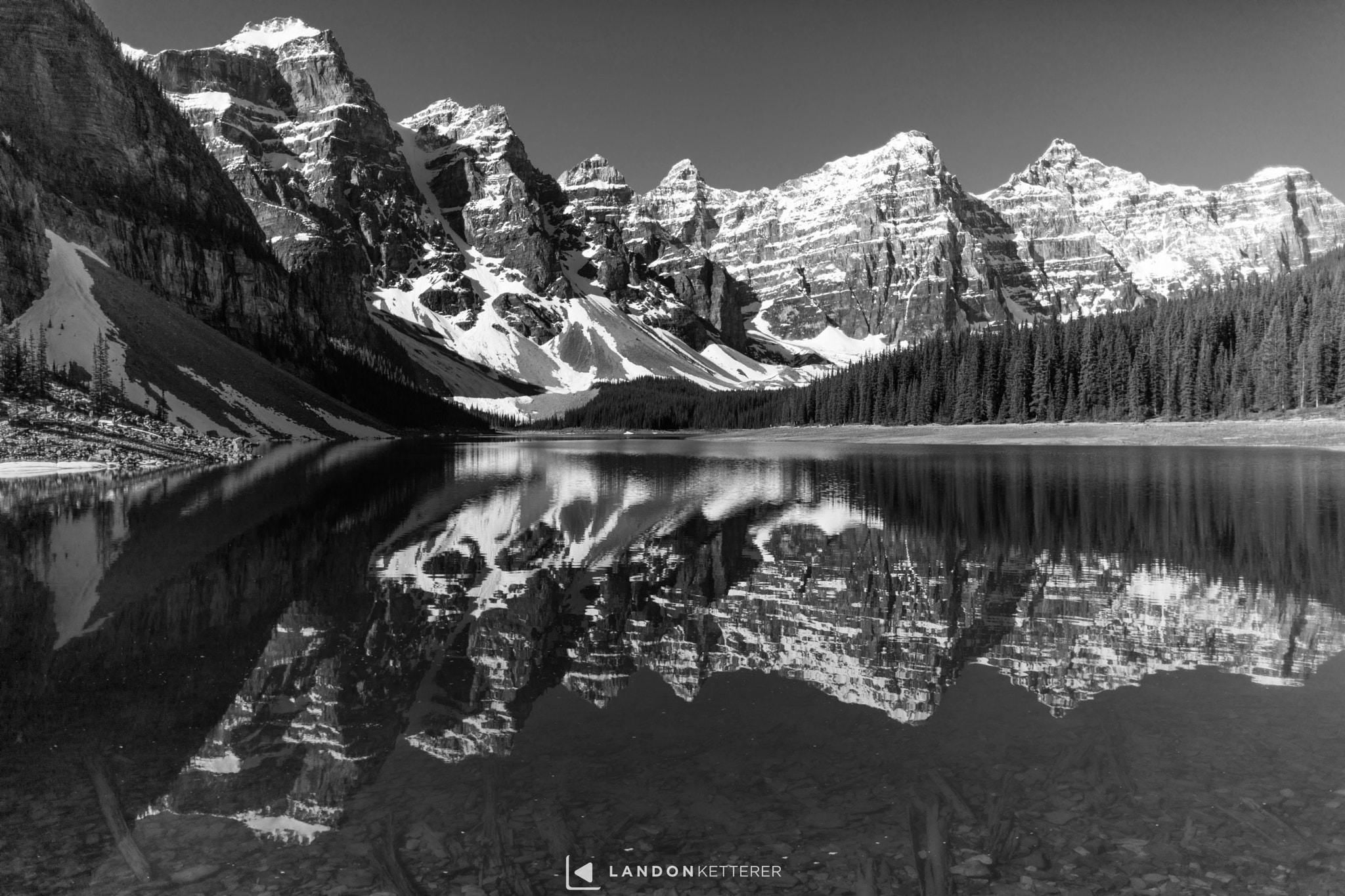 Canon EF 24mm F1.4L II USM sample photo. Another moraine b&w photography
