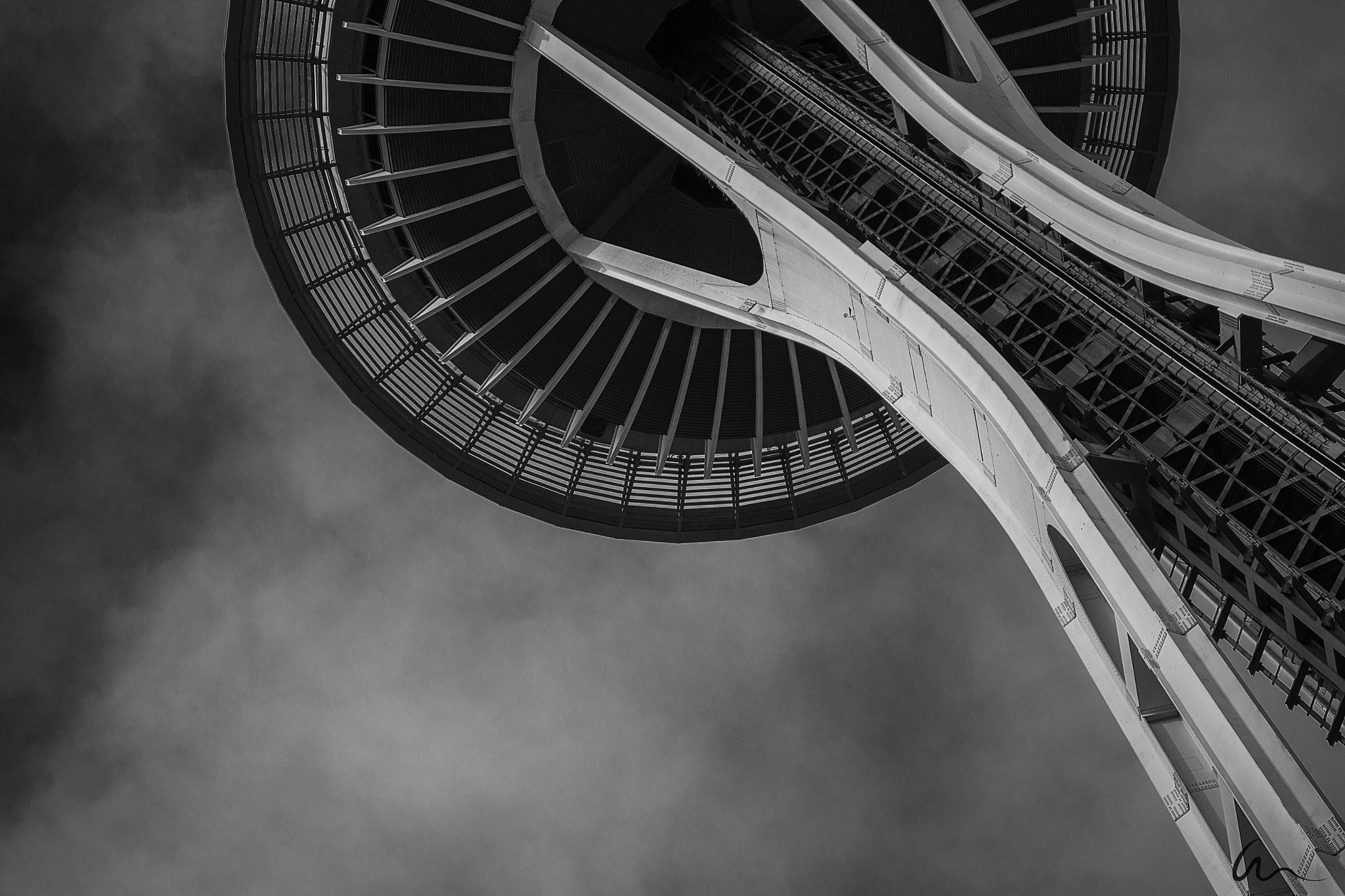 Canon EF-S 60mm F2.8 Macro USM sample photo. Space needle bw photography
