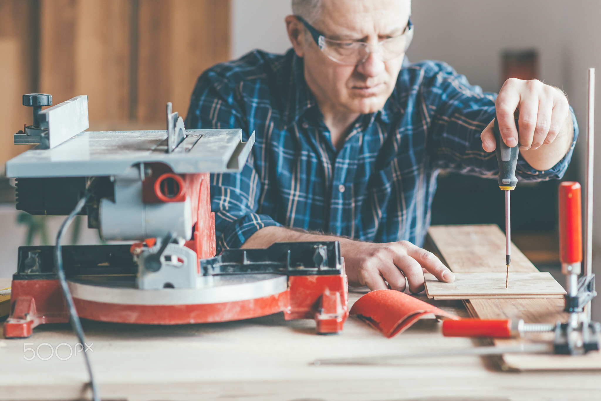 Carpanter working in his workshop