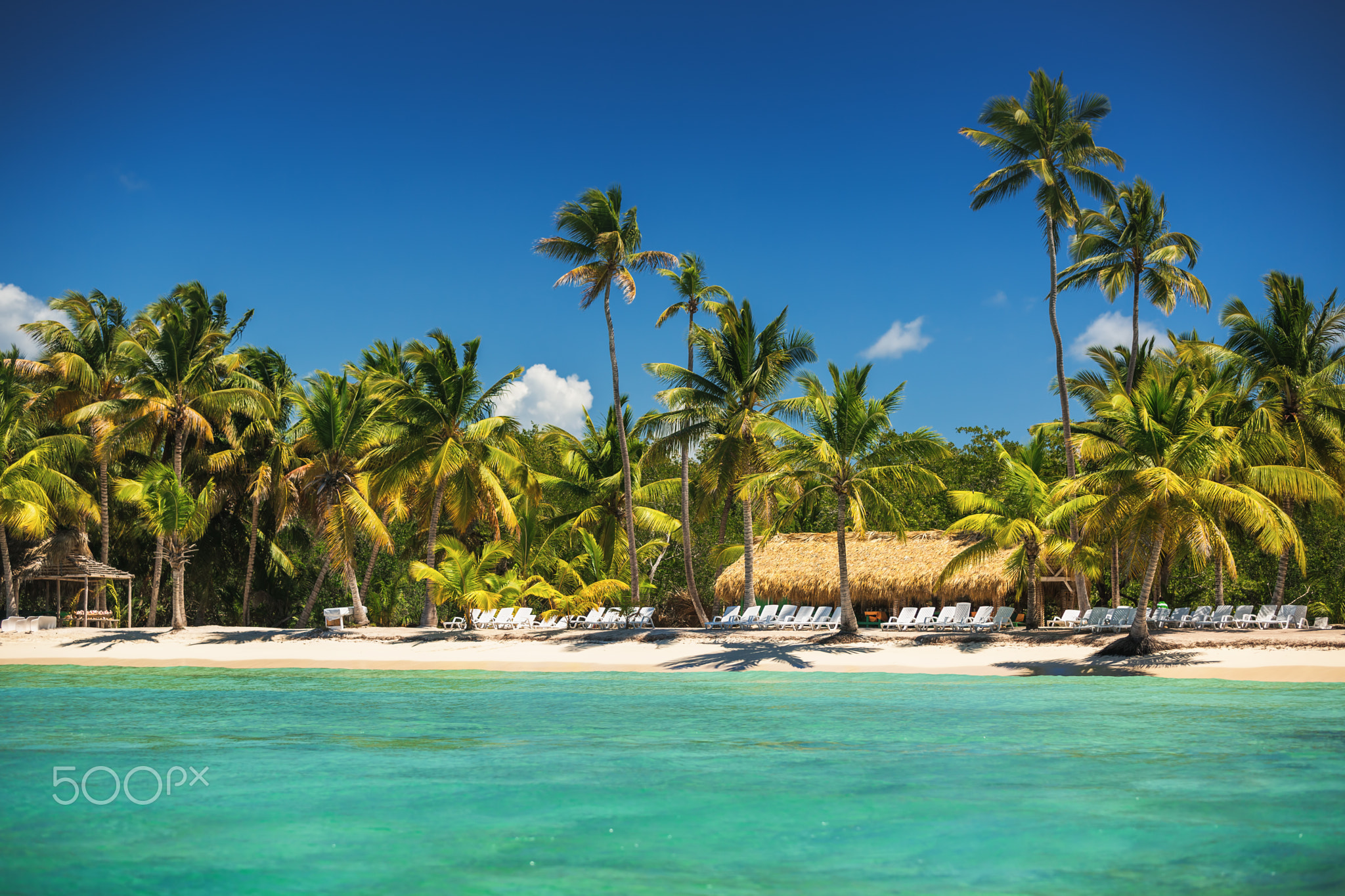 Tropical island in Carribean sea, beautiful panoramic view