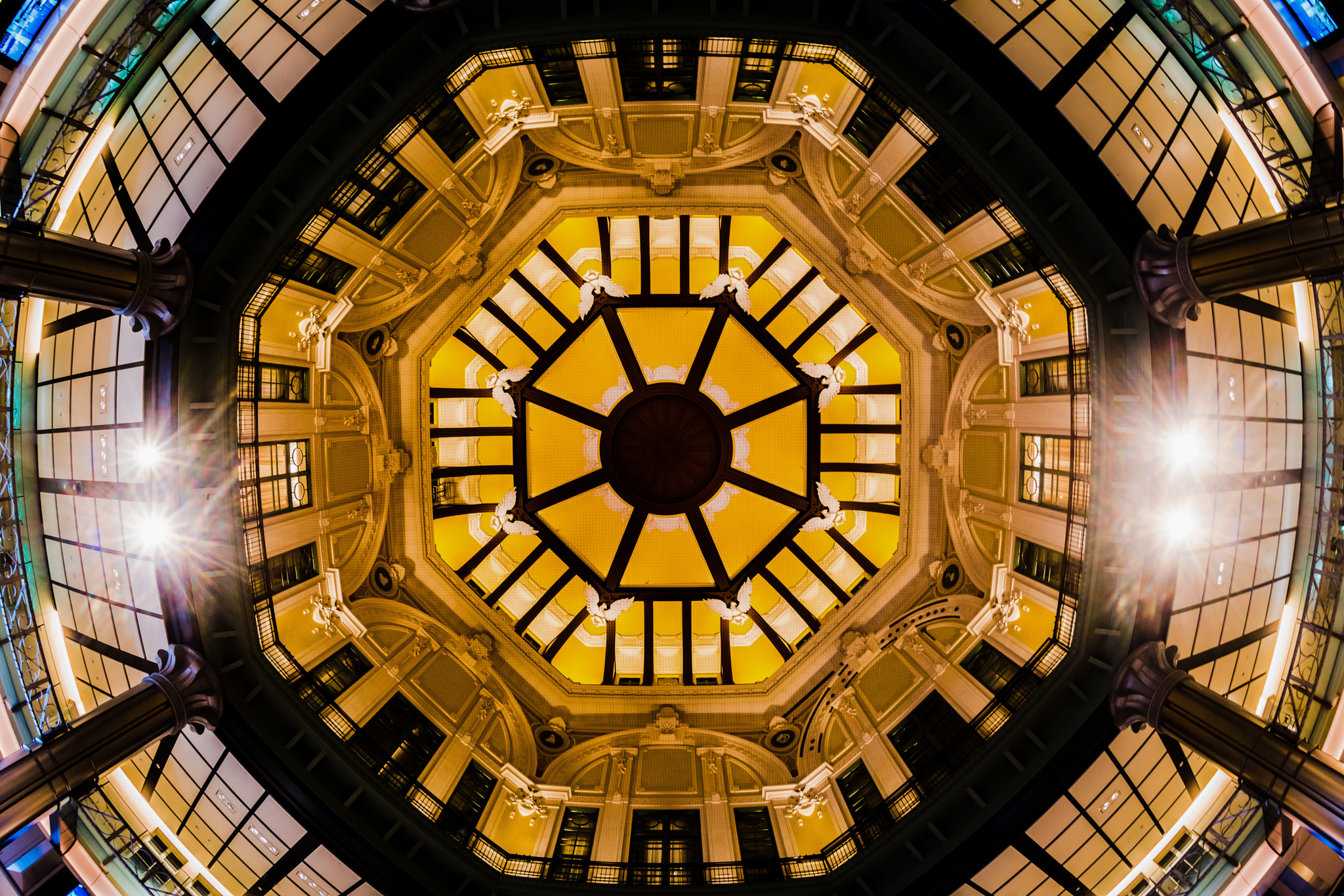 Sony a7R II + Sony 16mm F2.8 Fisheye sample photo. Tokyo station ceiling wold photography