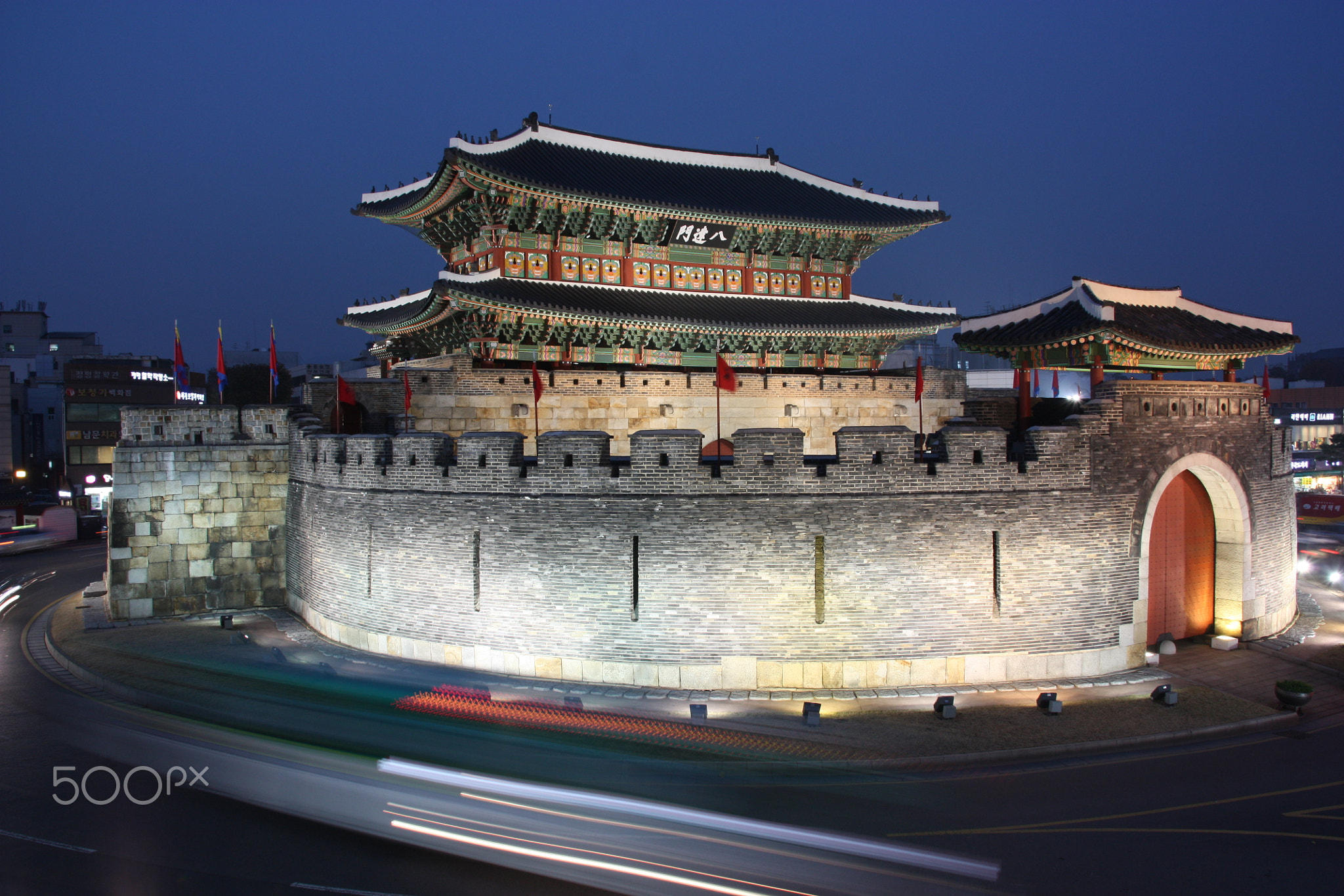 Paldalmun gate at dusk in Suwon, Korea
