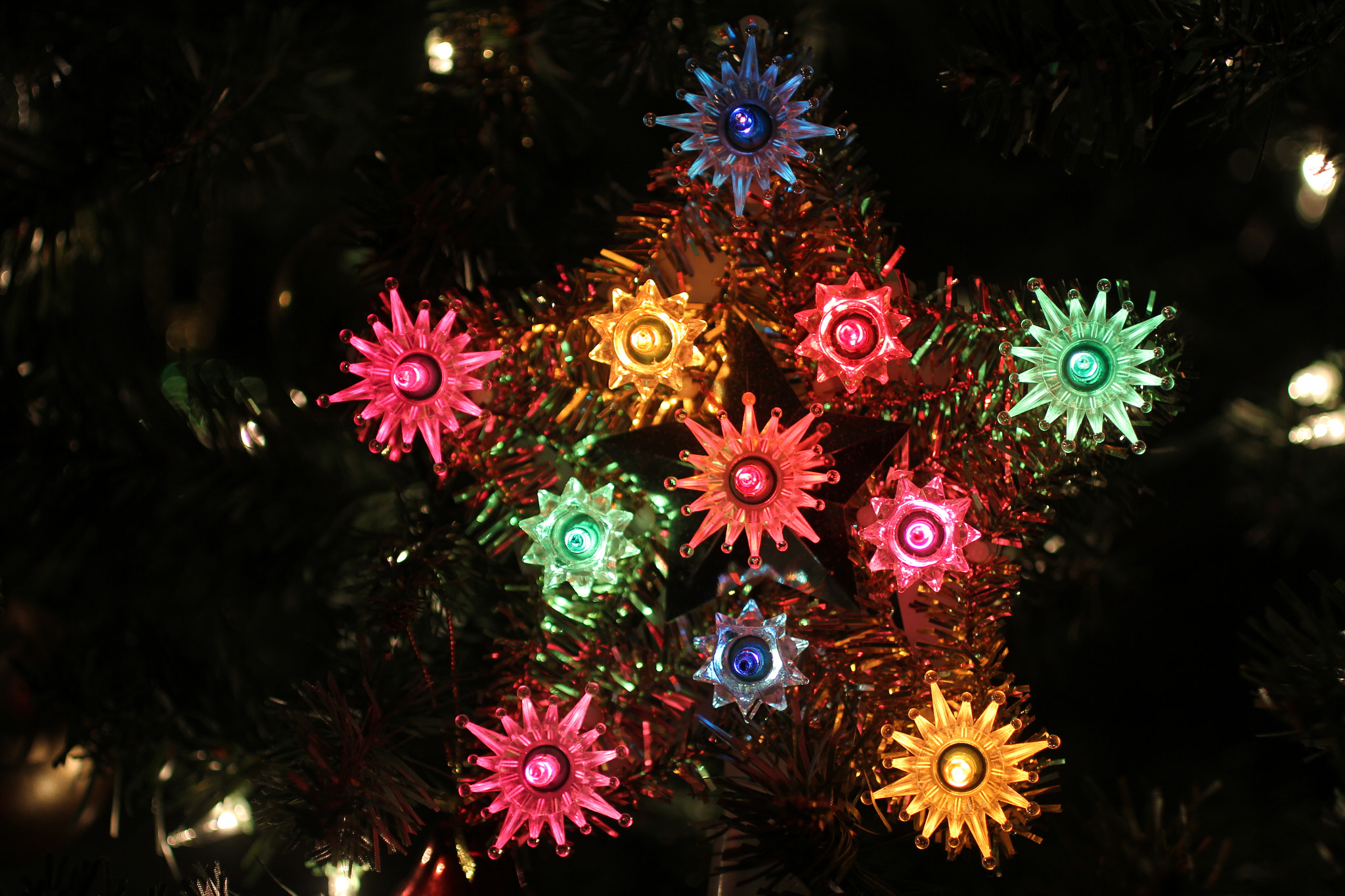 Canon EOS 60D + Canon EF 50mm F2.5 Macro sample photo. Christmas star light photography