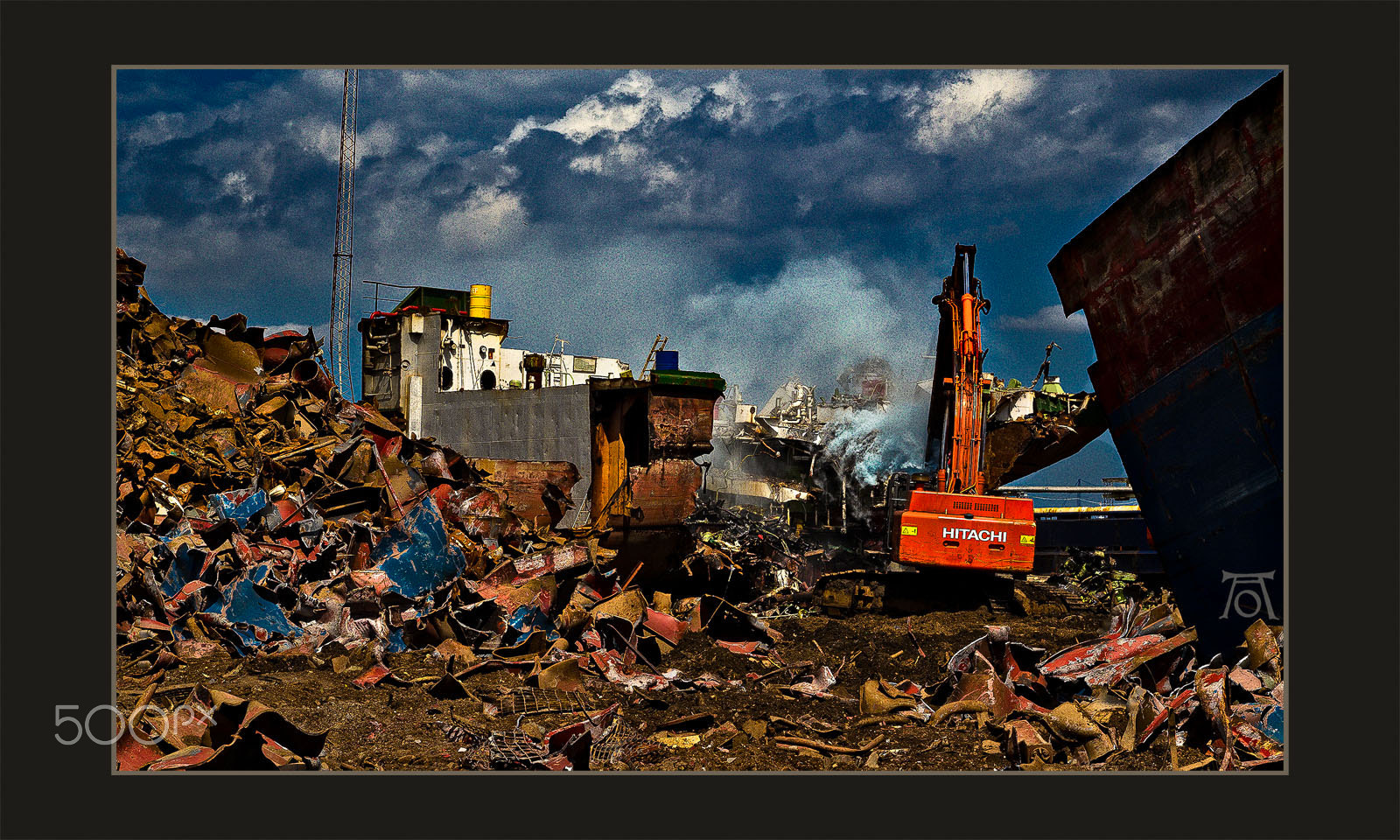 Panasonic Lumix DMC-GH2 sample photo. Ship wrecker at work photography