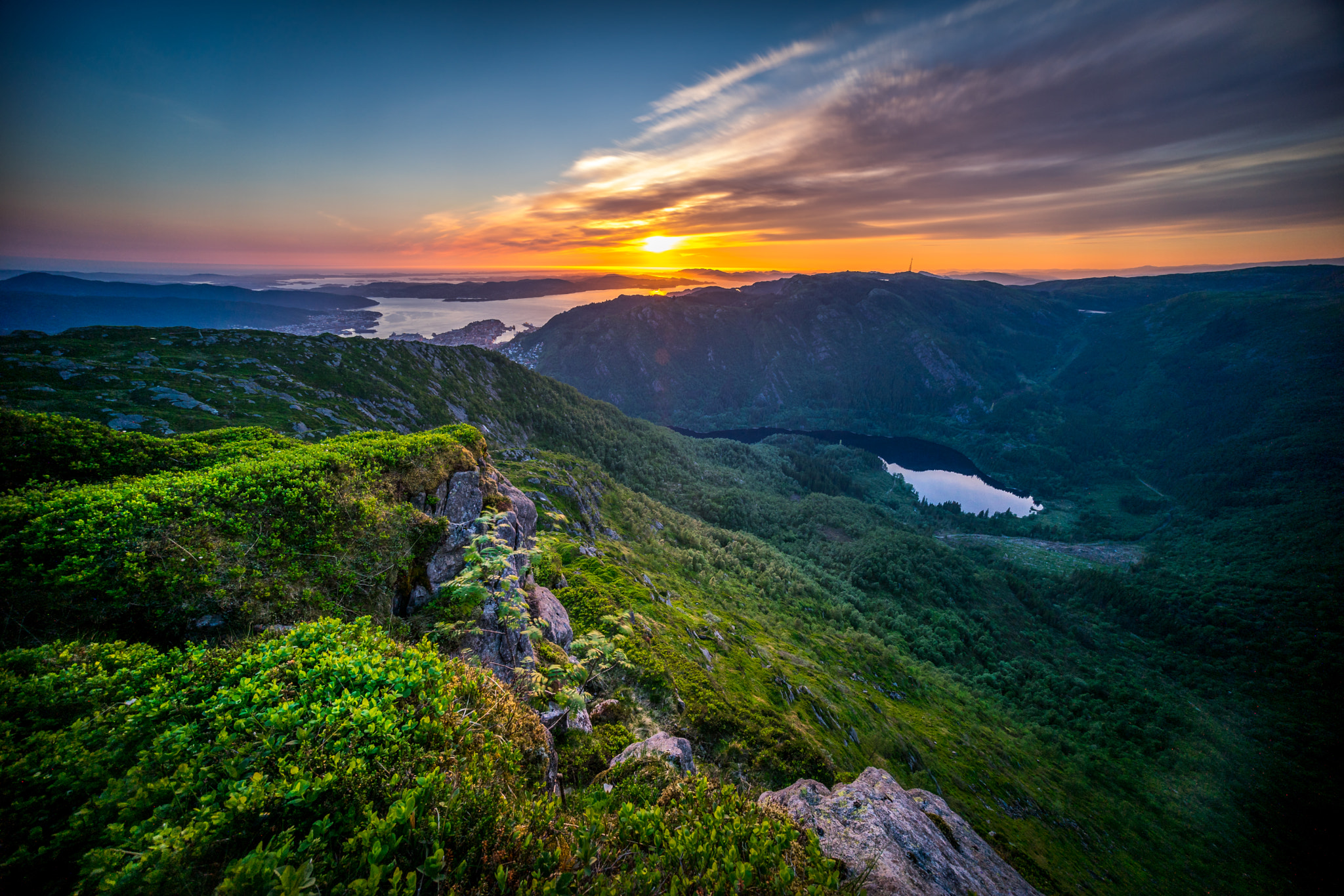 Sony a7 II + Sony E 10-18mm F4 OSS sample photo. Sunset from ulriken mountain, bergen photography