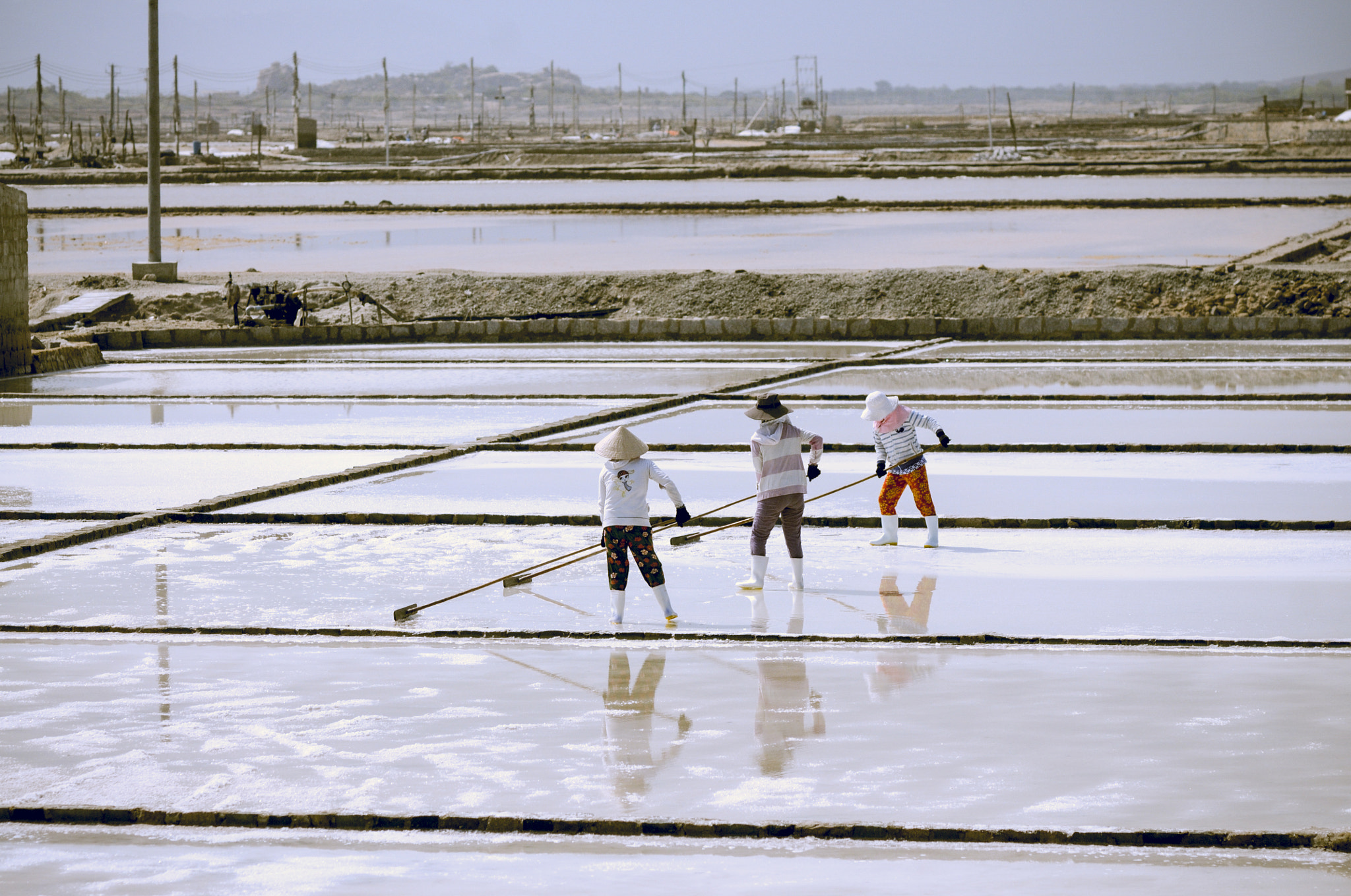 Nikon D300S + Nikon AF Nikkor 105mm F2D DC sample photo. Harvest in the salt field photography