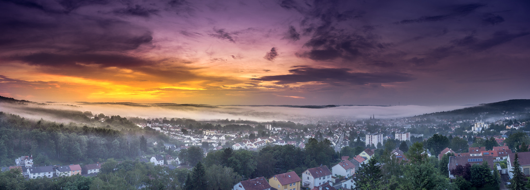 Olympus OM-D E-M5 sample photo. Foggy sunset in saarbrücken photography