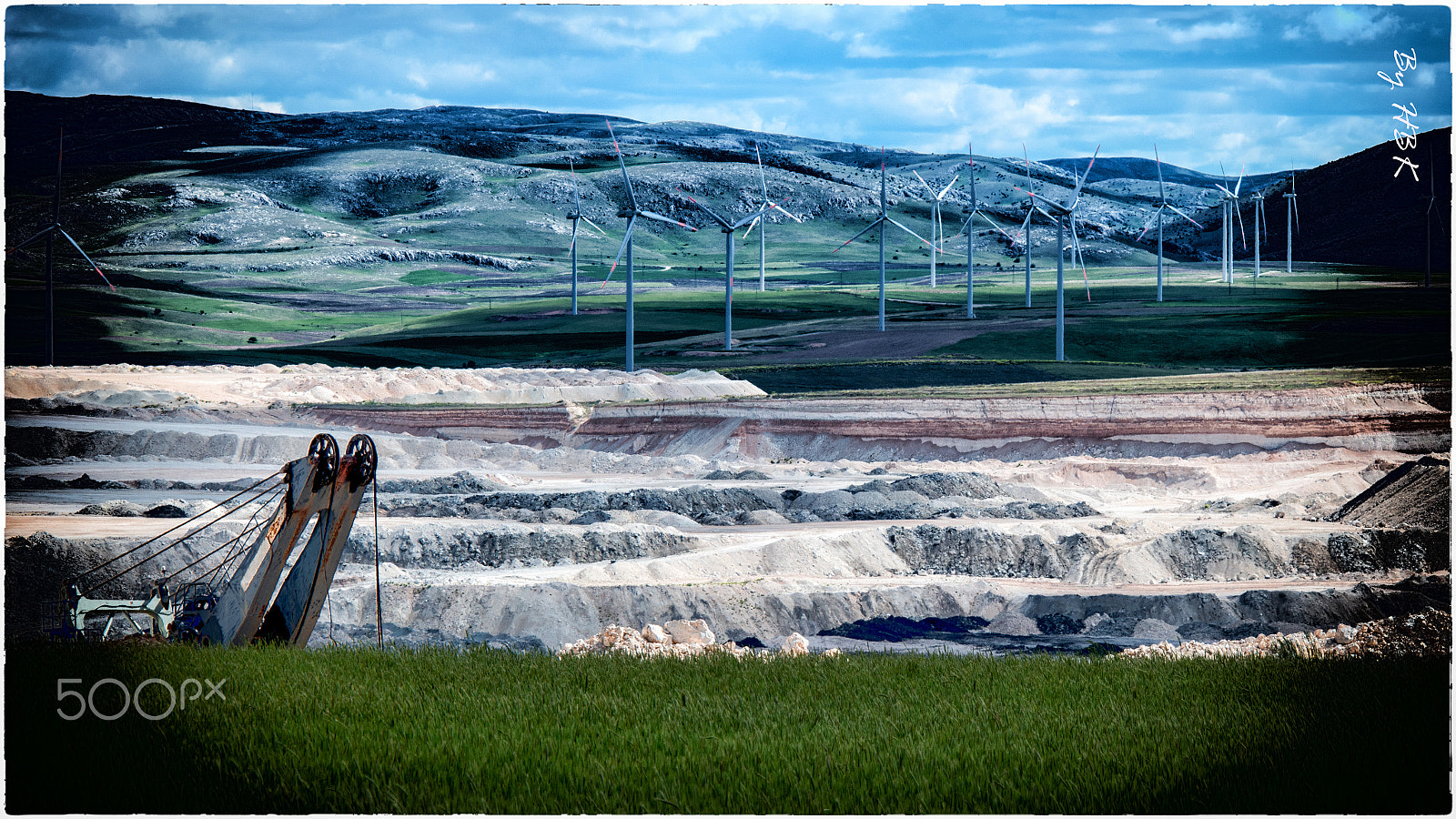 Samsung NX500 + Samsung NX 50-200mm F4-5.6 ED OIS sample photo. Green,coal mine,wind power plant ''all together'' photography