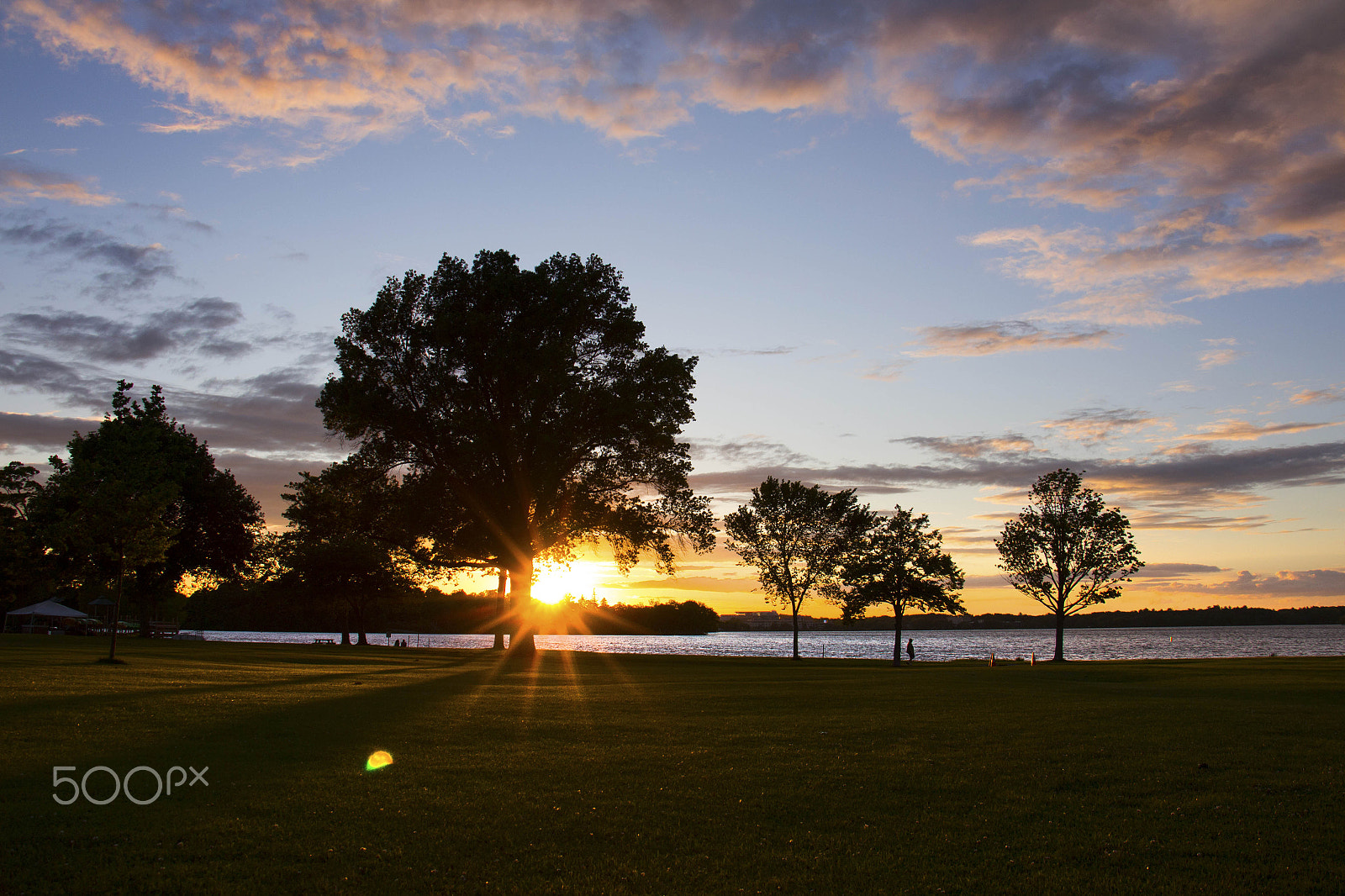 Canon EOS M sample photo. Sunset sunburst at the lake photography