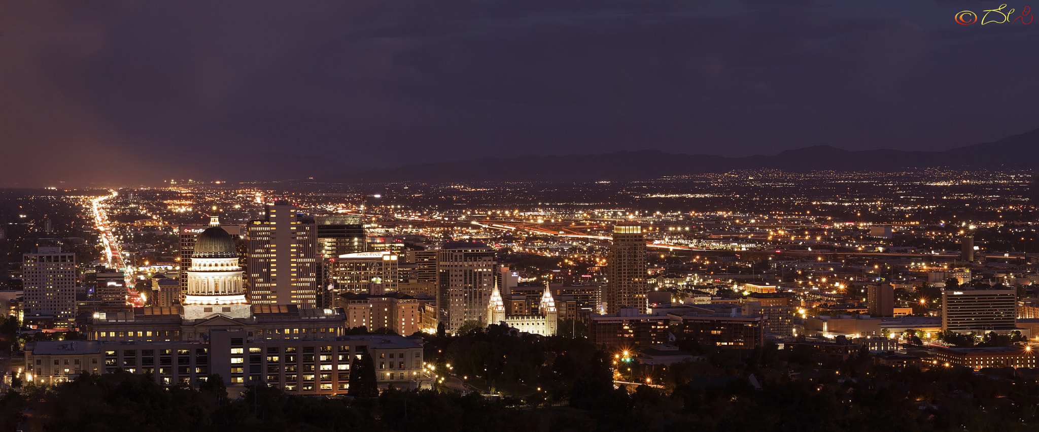 EF75-300mm f/4-5.6 sample photo. Salt lake city downtown night view photography