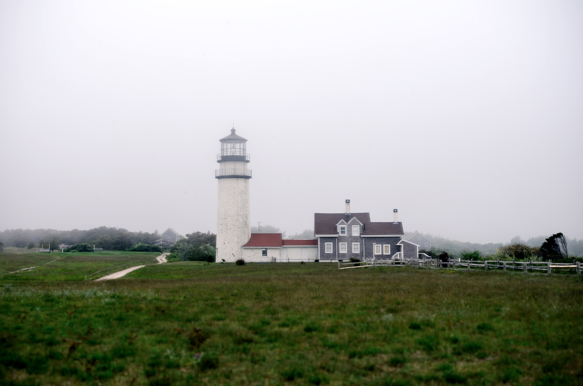 Nikon D7000 + Nikon AF Nikkor 24mm F2.8D sample photo. Cape cod lighthouse in fog photography