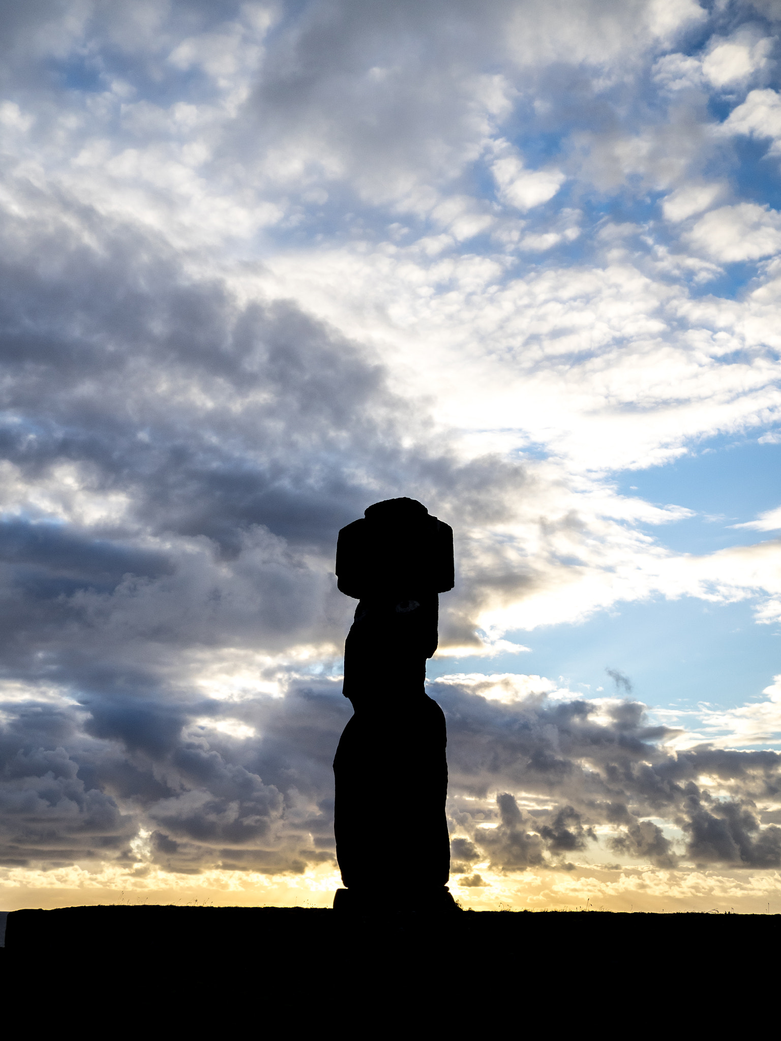 Olympus OM-D E-M1 + Panasonic Lumix G 20mm F1.7 ASPH sample photo. Moai backligth photography