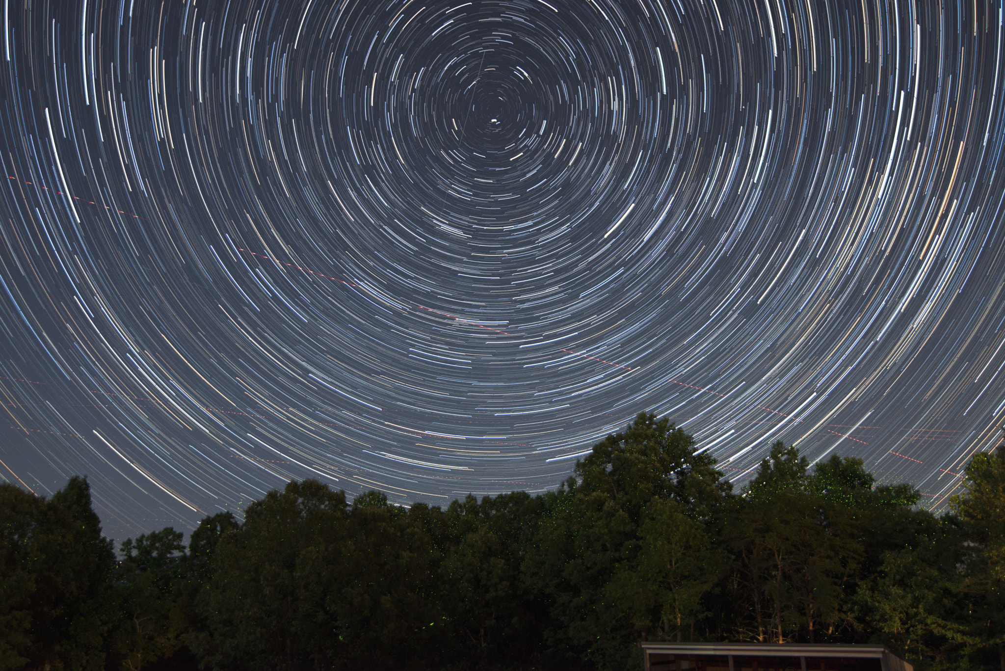 Star Trails with some lightning bugs