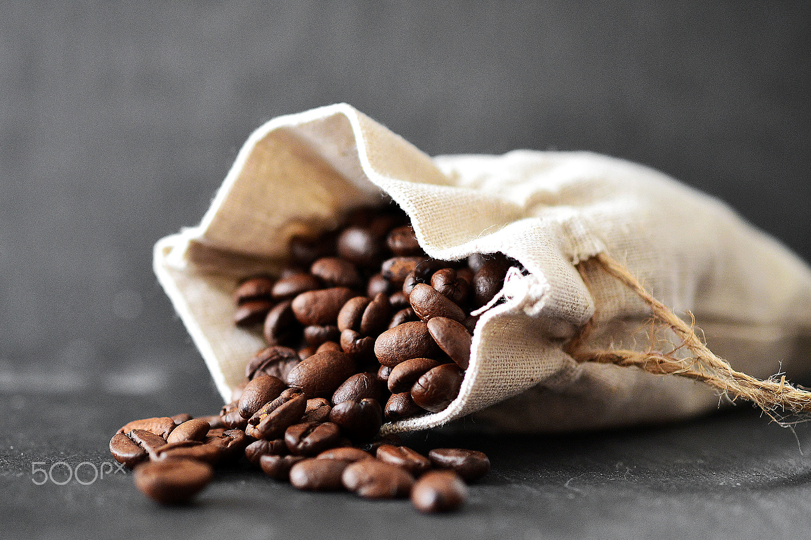 Nikon D3100 sample photo. Coffee beans in linen bag photography