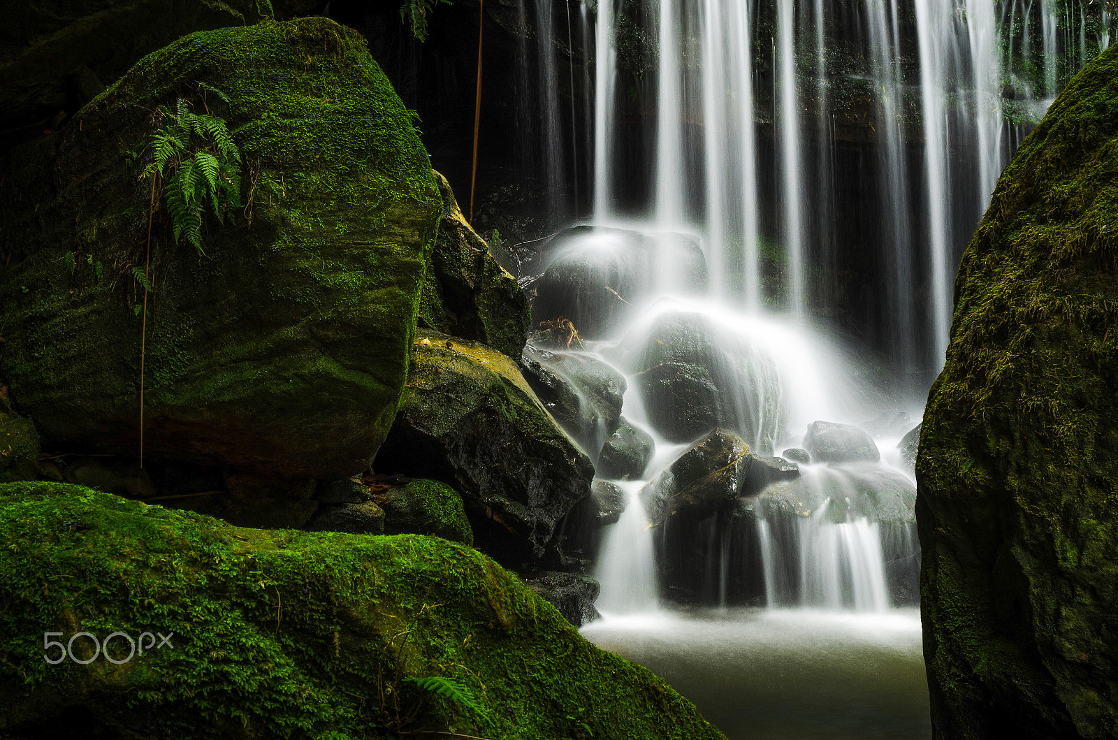 Olympus E-M5 Mark II sample photo. Waterfall and moss photography