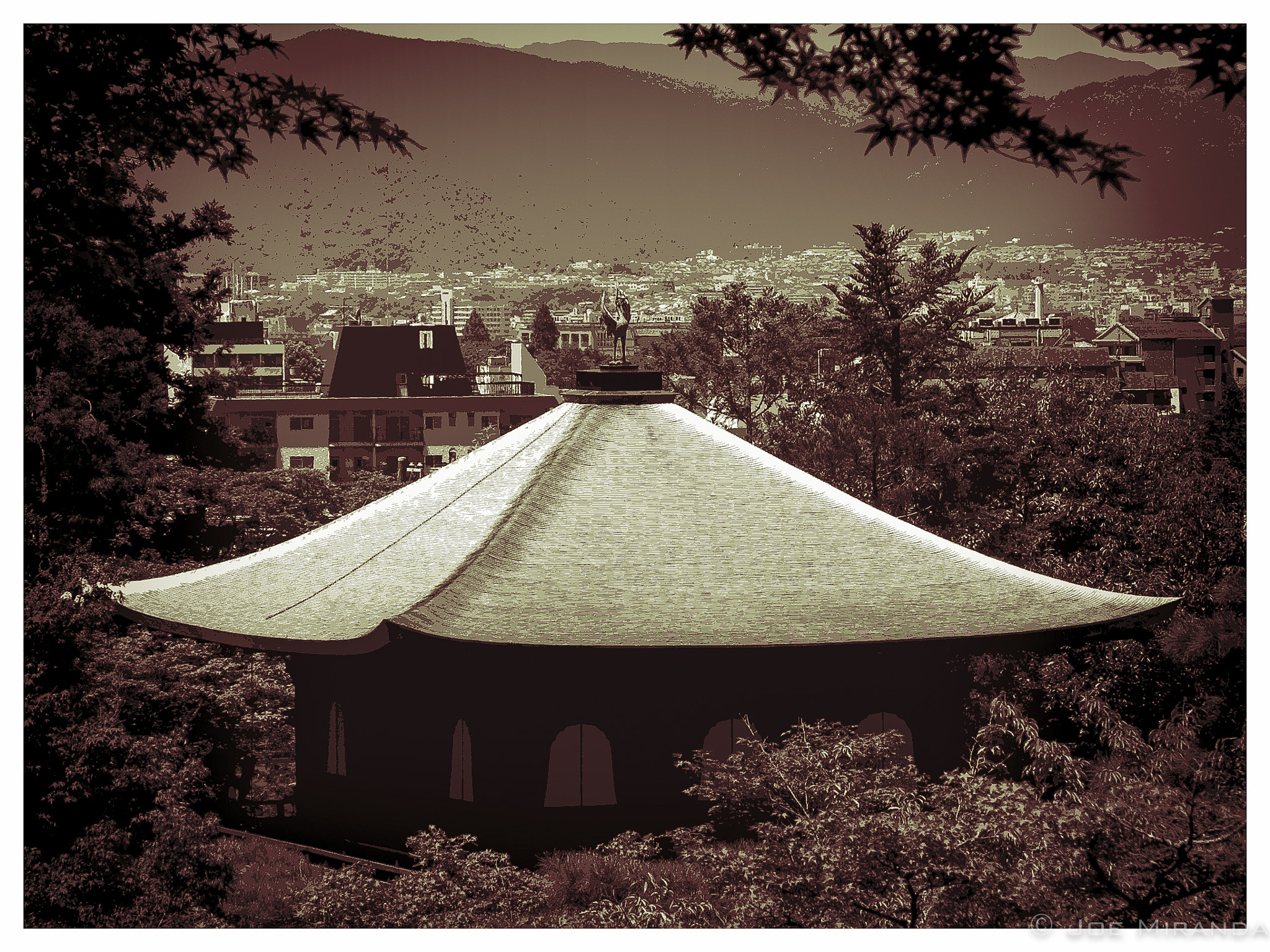 Canon PowerShot SD890 IS (Digital IXUS 970 IS / IXY Digital 820 IS) sample photo. Ginkakuji temple rooftop photography