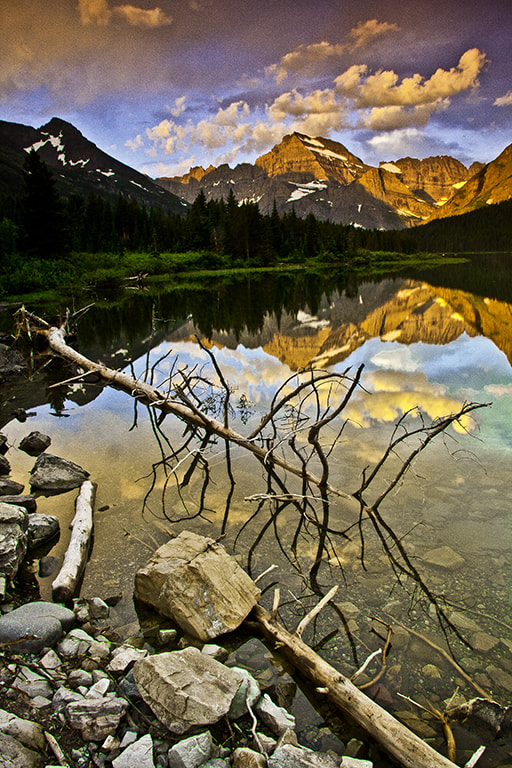 Canon EOS 400D (EOS Digital Rebel XTi / EOS Kiss Digital X) sample photo. Sunrise at swiftcurrent lake photography