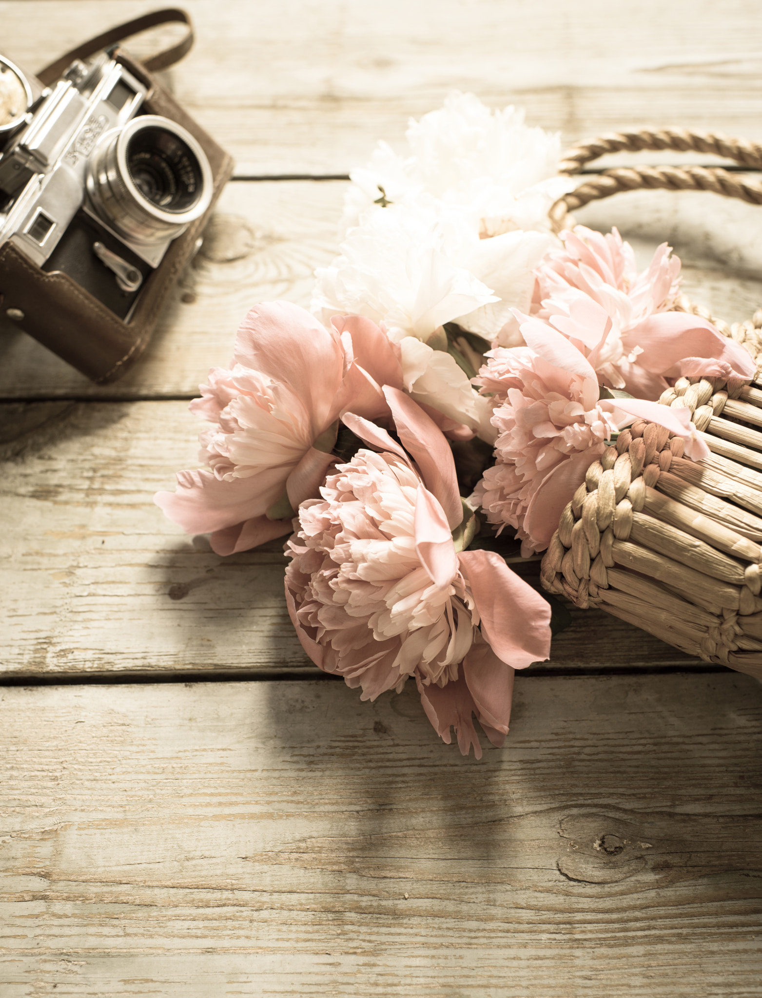Nikon D800E + Nikon AF-S Nikkor 35mm F1.4G sample photo. Peonies/vintage style photography