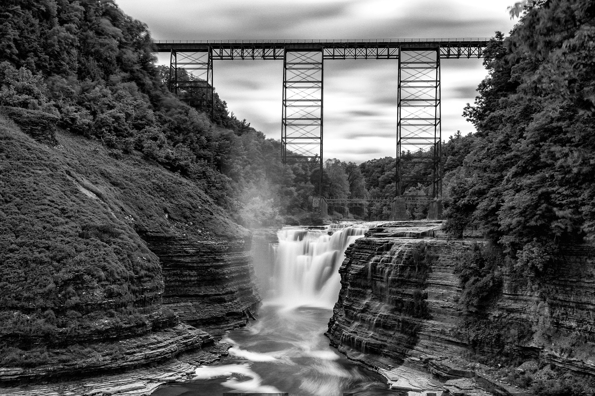 Canon EF 24mm f/1.4L sample photo. Upper falls - monochrome photography