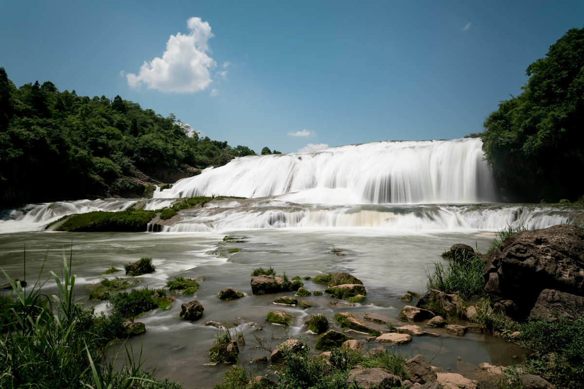 Sony a7R II + Canon EF 17-40mm F4L USM sample photo. Steep slope pond waterfall photography
