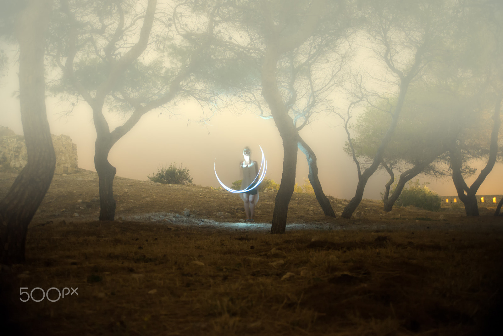 AF Zoom-Nikkor 28-105mm f/3.5-4.5D IF sample photo. Woman playing in the misty forest! photography
