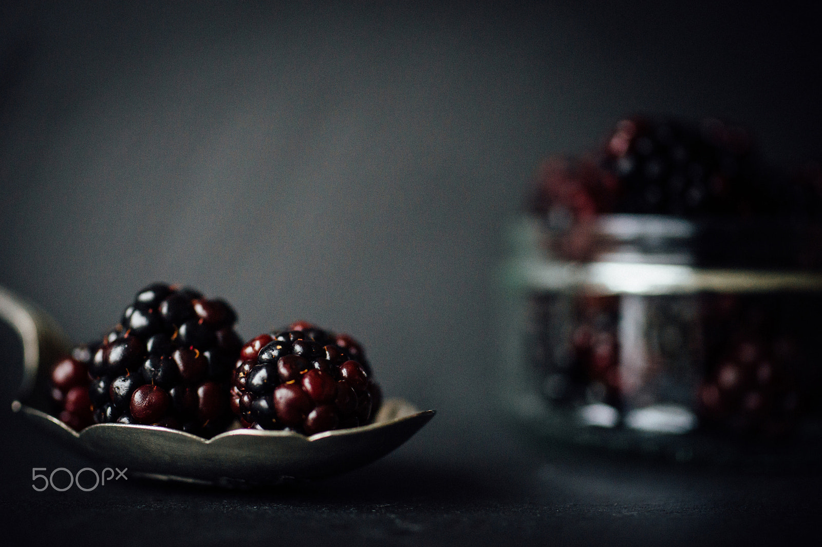Sony a99 II + Sigma 30mm F1.4 EX DC HSM sample photo. Blackberries on a spoon photography
