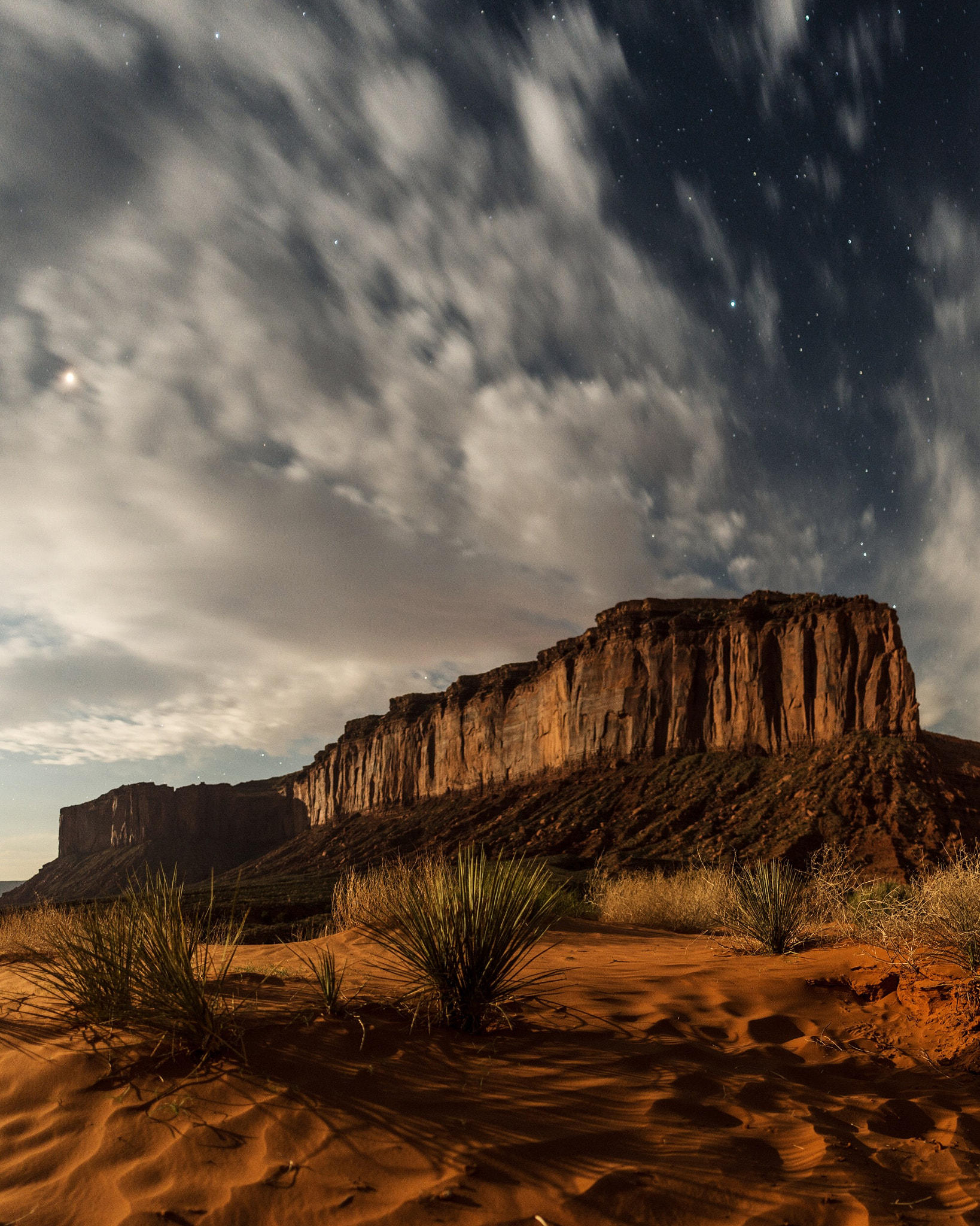 Nikon D4 + Nikon AF-S Nikkor 20mm F1.8G ED sample photo. Moonlit cliffs. monument valley. arizona. photography