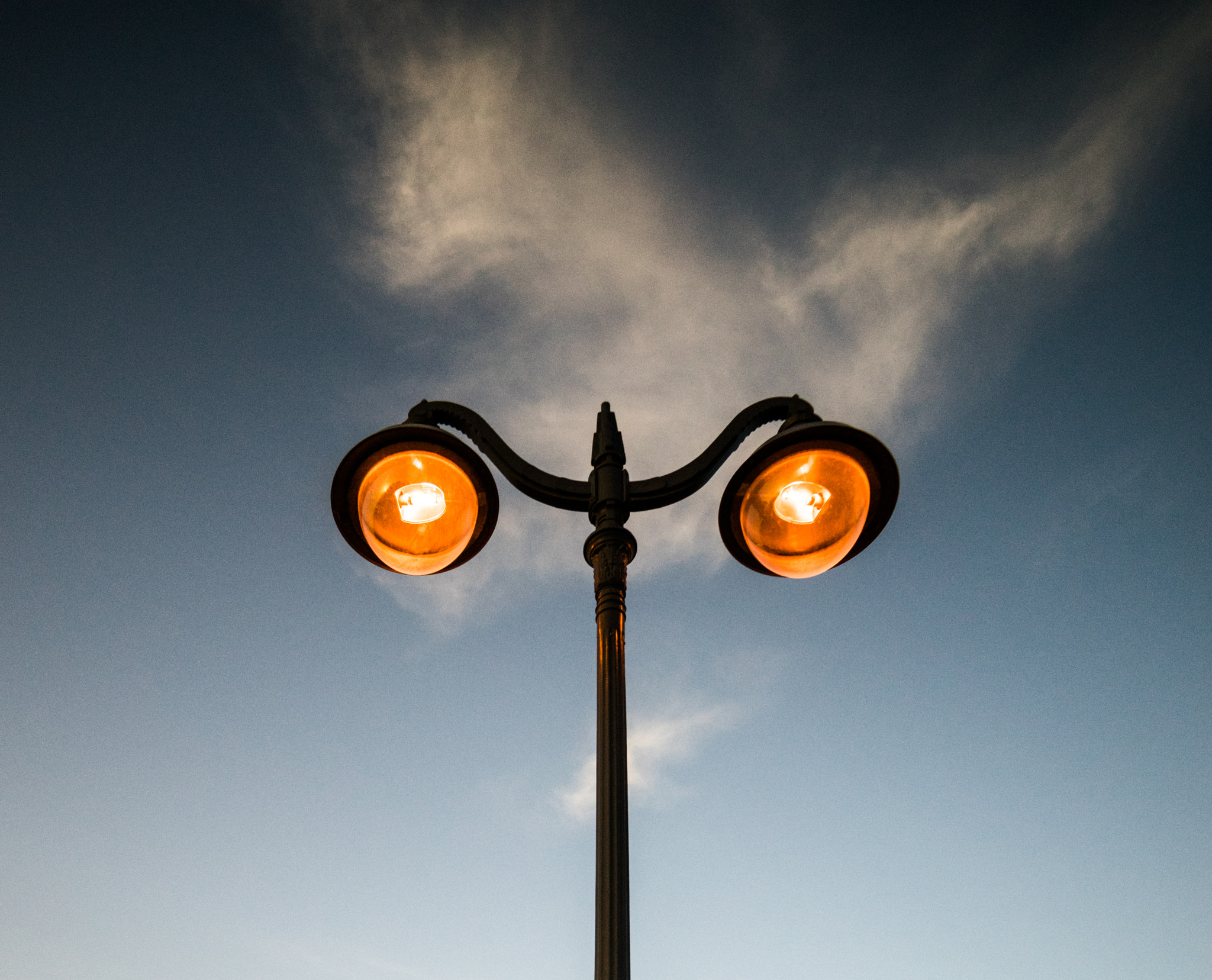 Samyang 14mm F2.8 ED AS IF UMC sample photo. Cloud pony riding street lights in limassol port photography