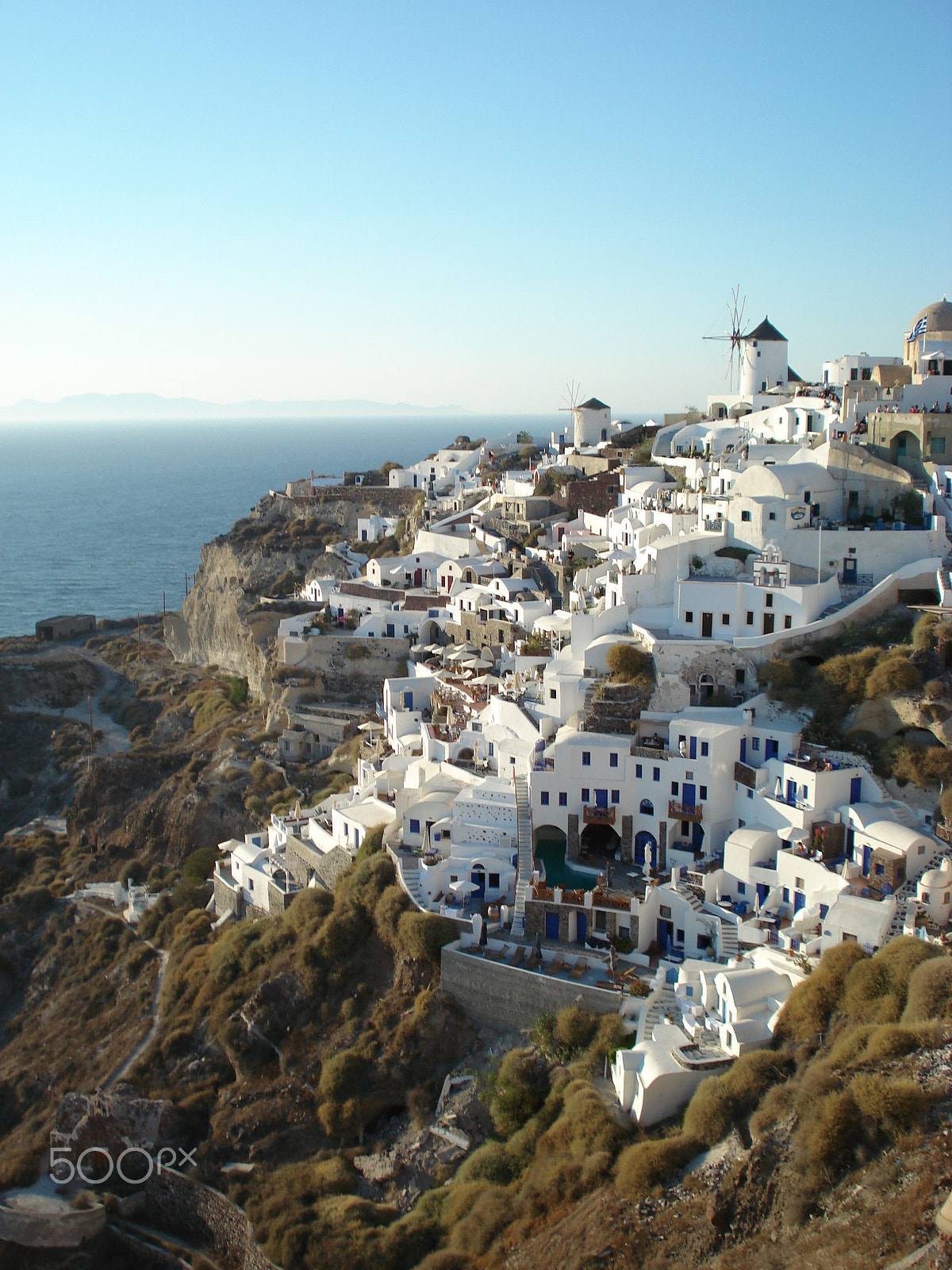 Sony DSC-W70 sample photo. The white houses of oia at sunset photography