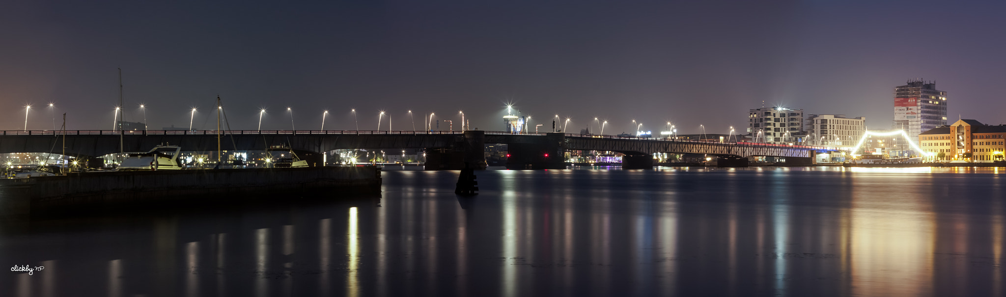 Canon EOS 450D (EOS Rebel XSi / EOS Kiss X2) + Canon EF 50mm F1.8 II sample photo. Aalborg by night pano photography