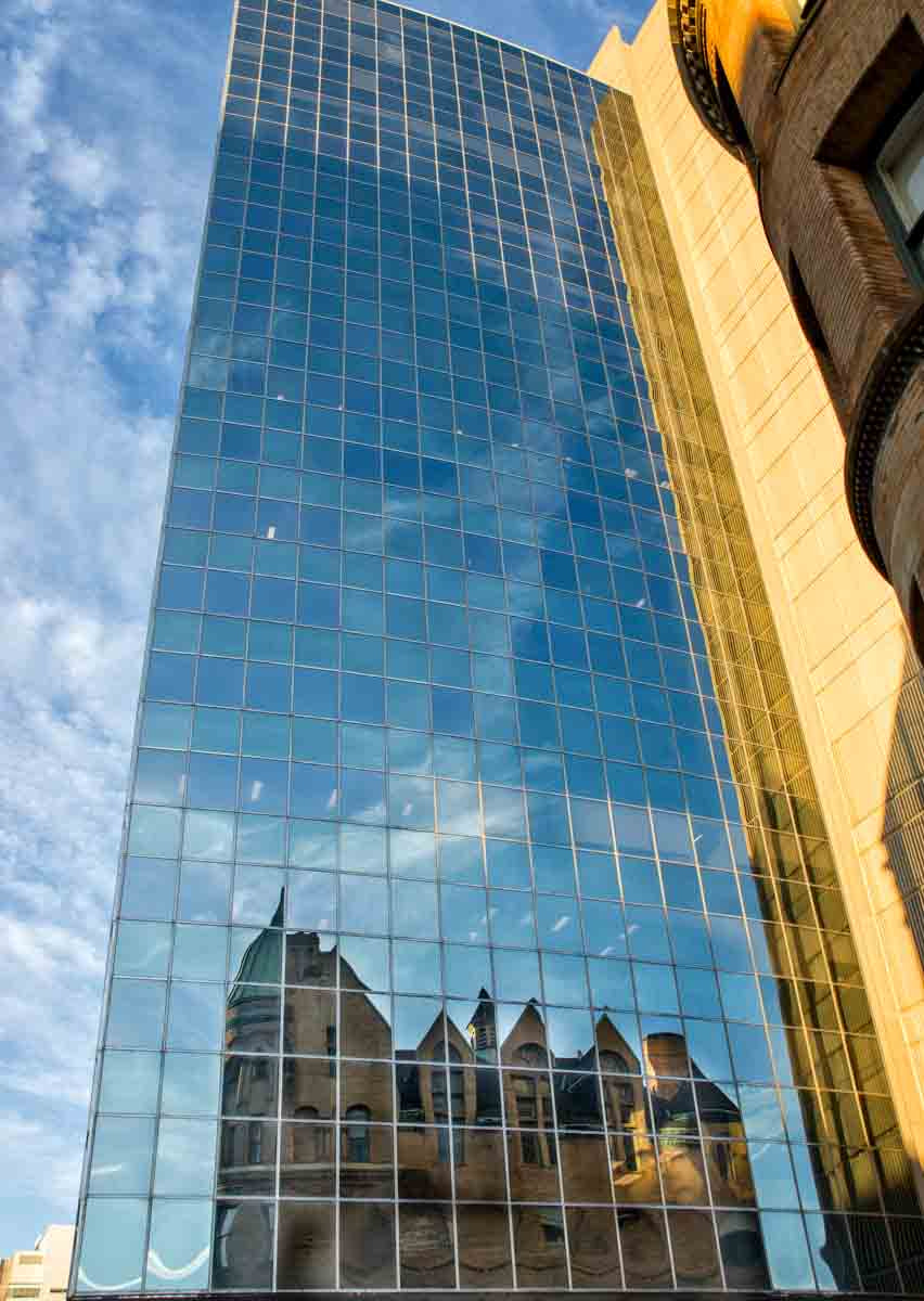 Sony Alpha DSLR-A500 sample photo. Reflection of old in new. photography