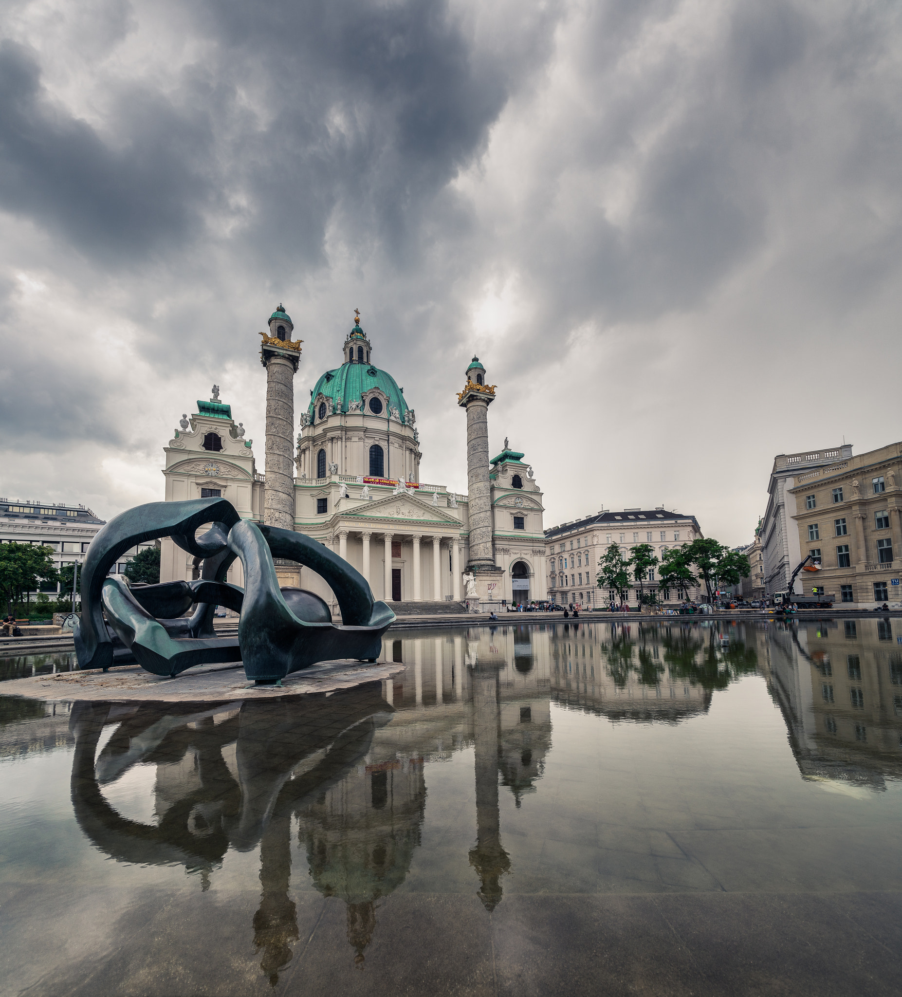 Sony a7R II + Sony Vario-Sonnar T* 16-35mm F2.8 ZA SSM sample photo. Cloudy day at karlsplatz photography