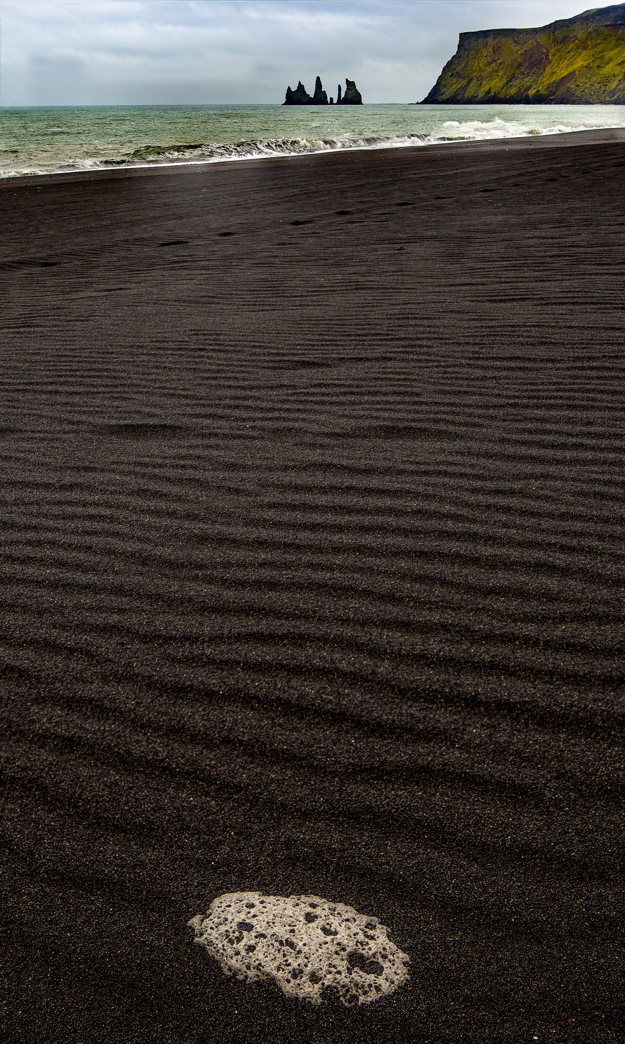 Sony a7R + Canon TS-E 24.0mm f/3.5 L II sample photo. Black lava sand and sea stacks photography