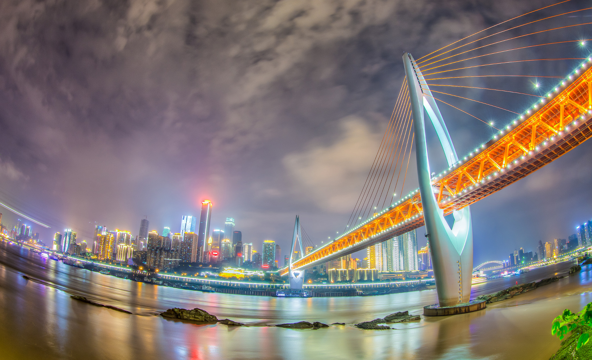 Canon EOS 6D + Canon EF 8-15mm F4L Fisheye USM sample photo. Chongqing bridge photography