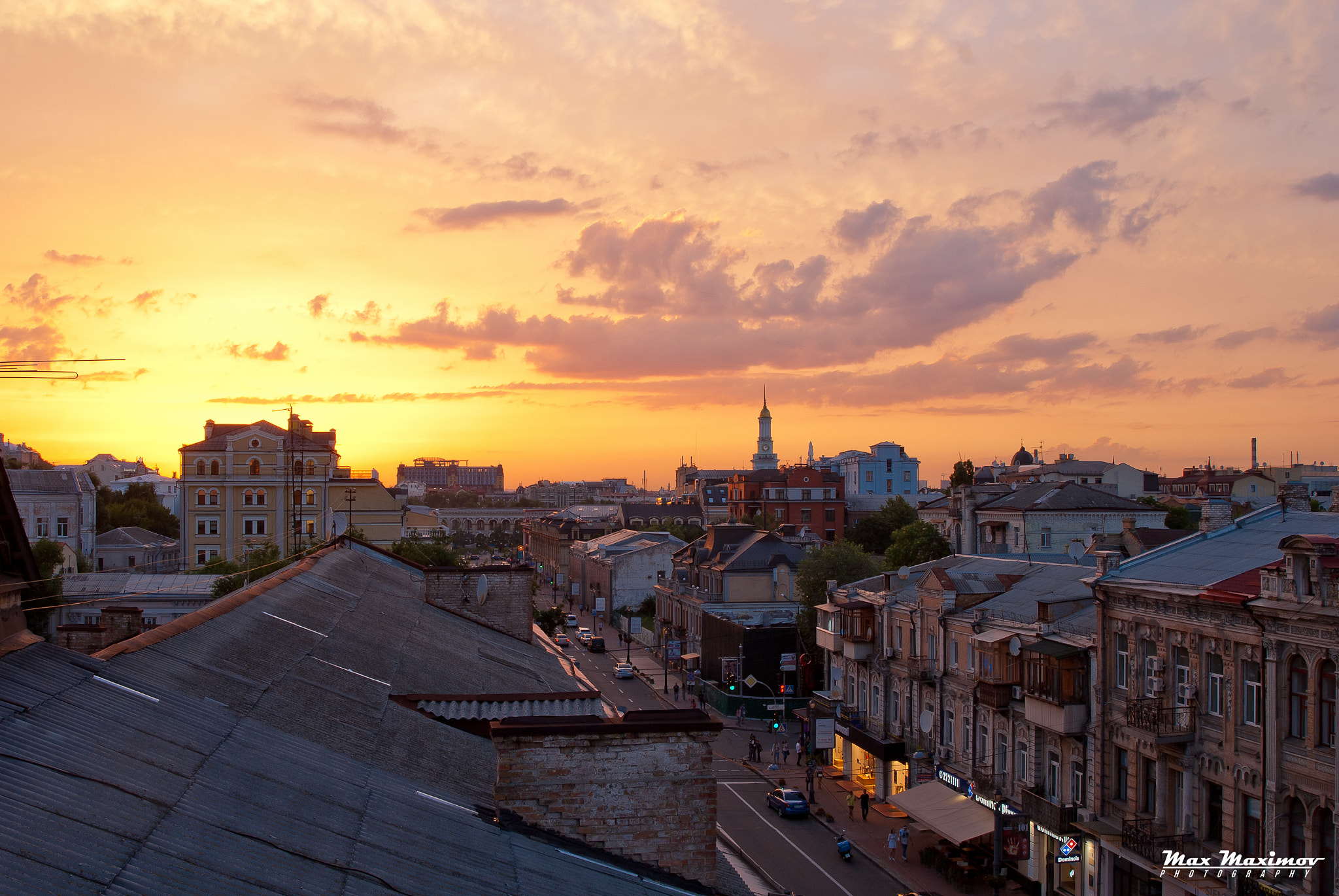 Nikon D200 + AF Zoom-Nikkor 24-120mm f/3.5-5.6D IF sample photo. Sunset over podil district, kiev, ukraine photography