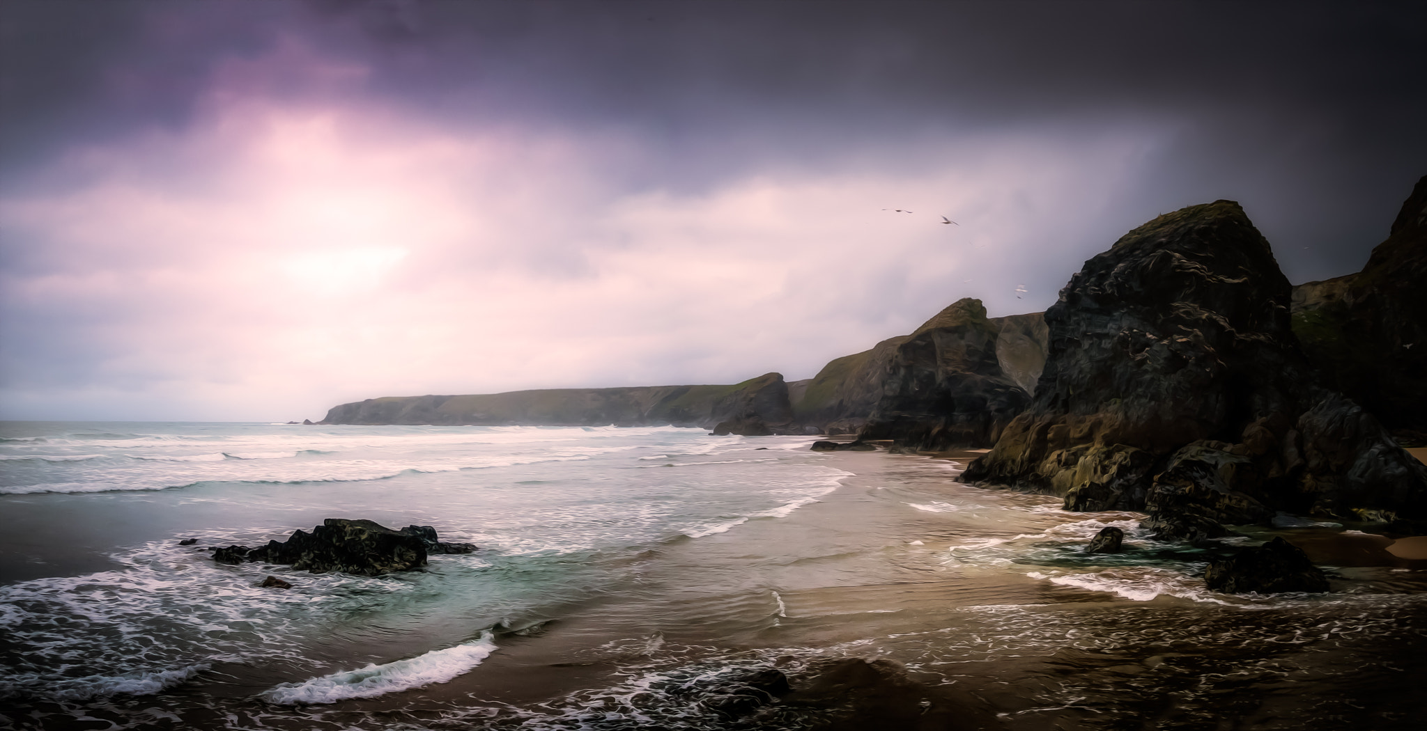 Panasonic Lumix DMC-GX1 + Panasonic Lumix G 14mm F2.5 ASPH sample photo. Bedruthan steps photography