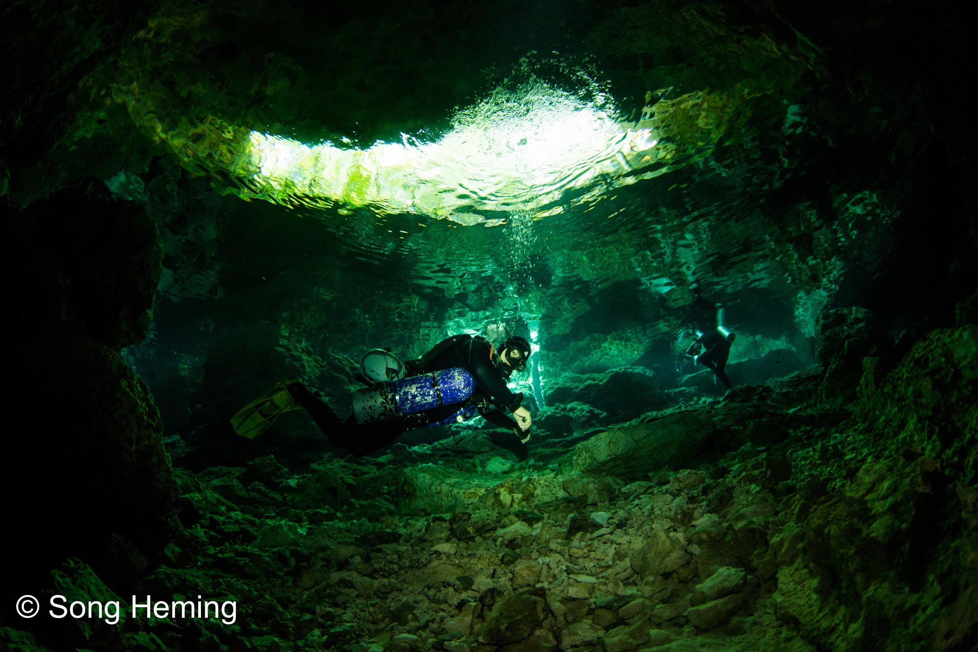 Canon EF 8-15mm F4L Fisheye USM sample photo. Diving in the cenote photography