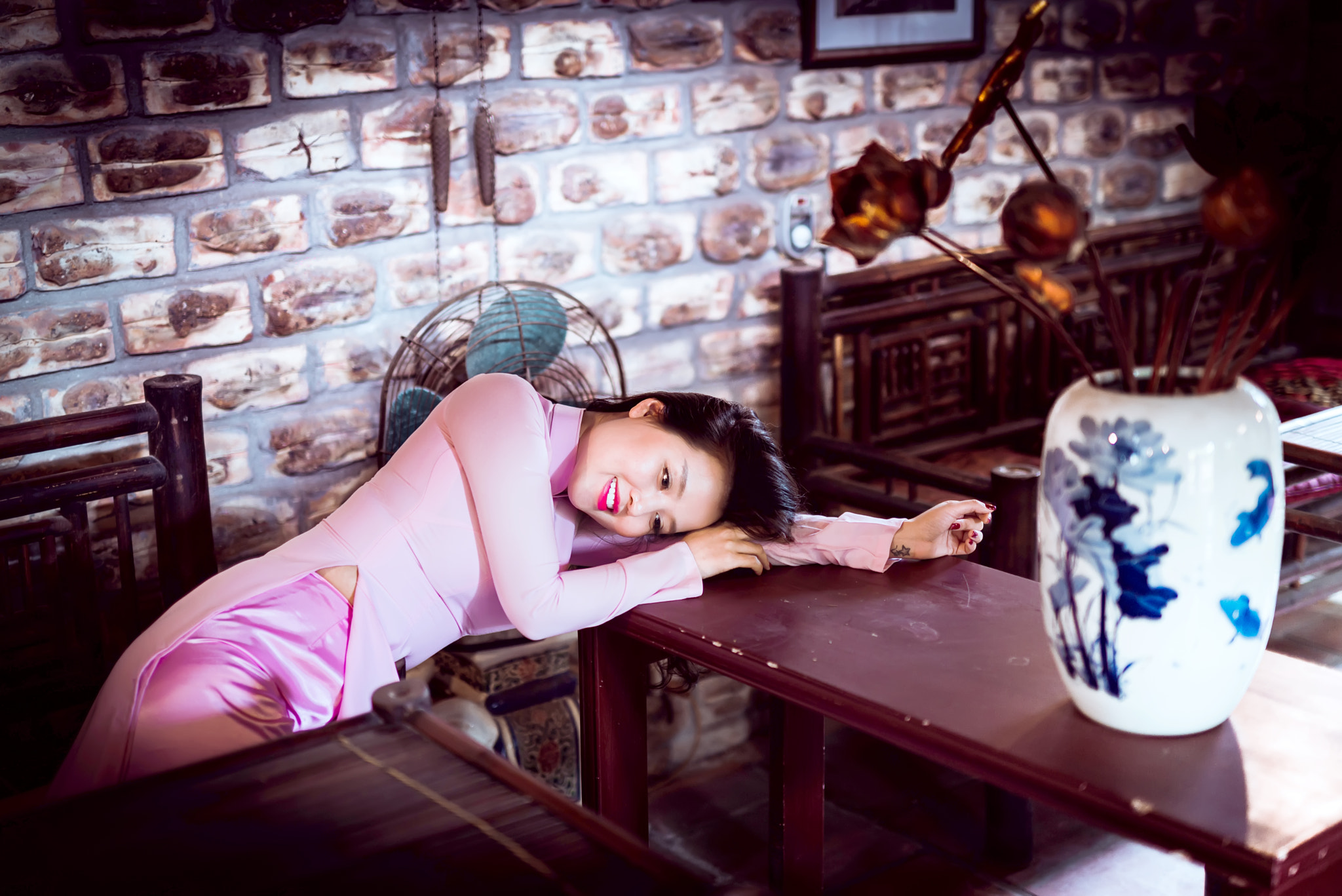 Nikon D600 + Sigma 50mm F1.4 DG HSM Art sample photo. Ao dai a vietnamese woman's long-sleeved tunic with ankle-length panels at front and back, worn... photography