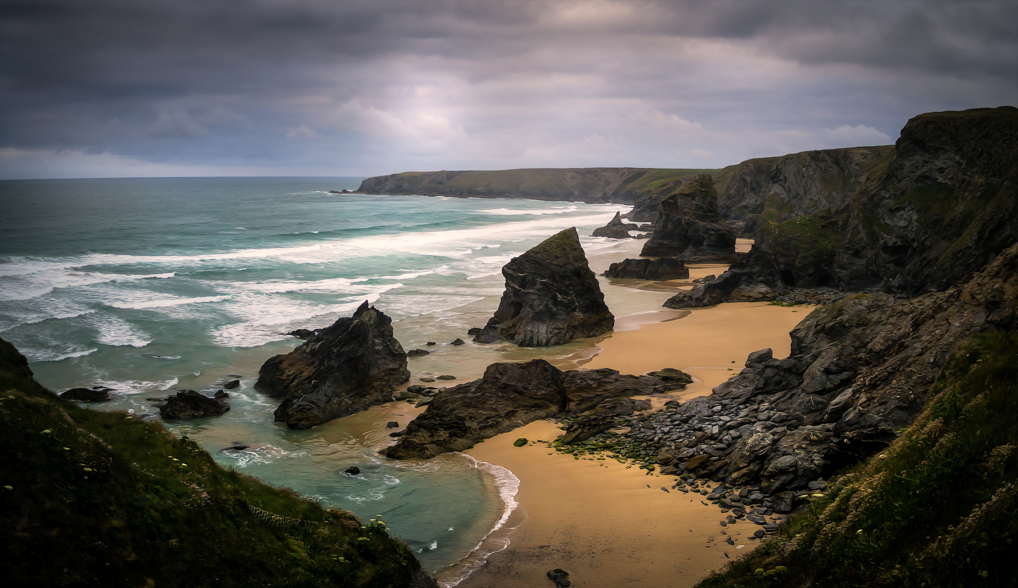 Panasonic Lumix DMC-GX1 + Panasonic Lumix G 14mm F2.5 ASPH sample photo. High above bedruthan photography