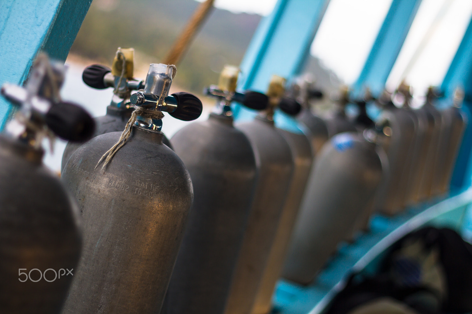 Canon EOS 7D + Canon EF 50mm f/1.8 sample photo. Oxigen tanks for scuba diving. photography