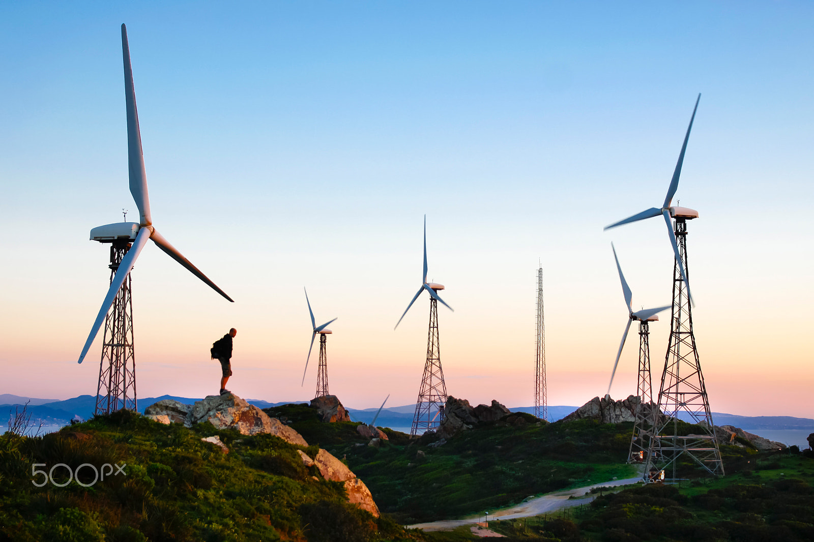 Canon EOS 50D + Sigma 18-50mm f/2.8 Macro sample photo. Wind farm in sunset photography