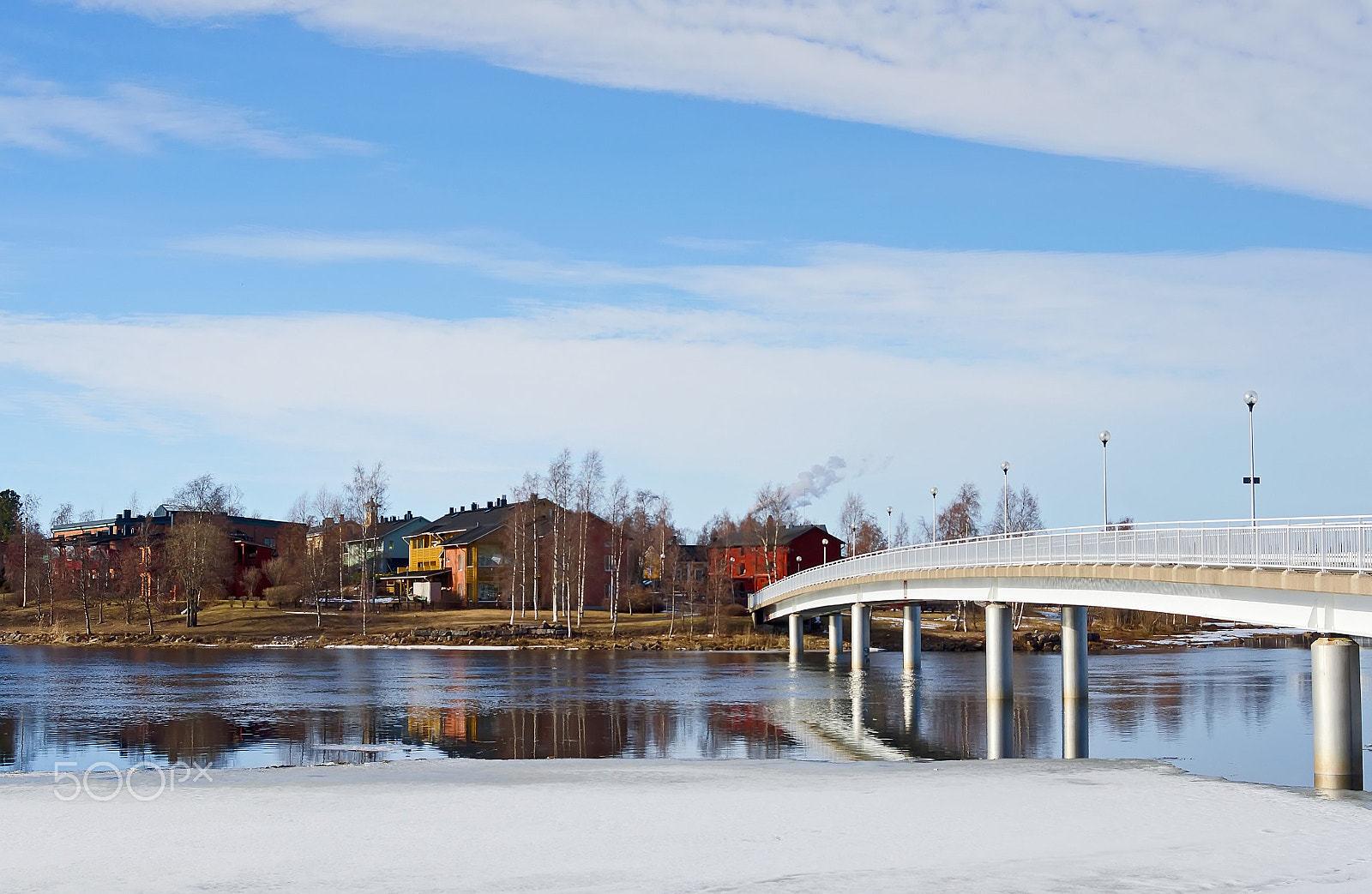 AF Zoom-Nikkor 28-80mm f/3.5-5.6D sample photo. Bridge and lake view in oulu, suomi photography